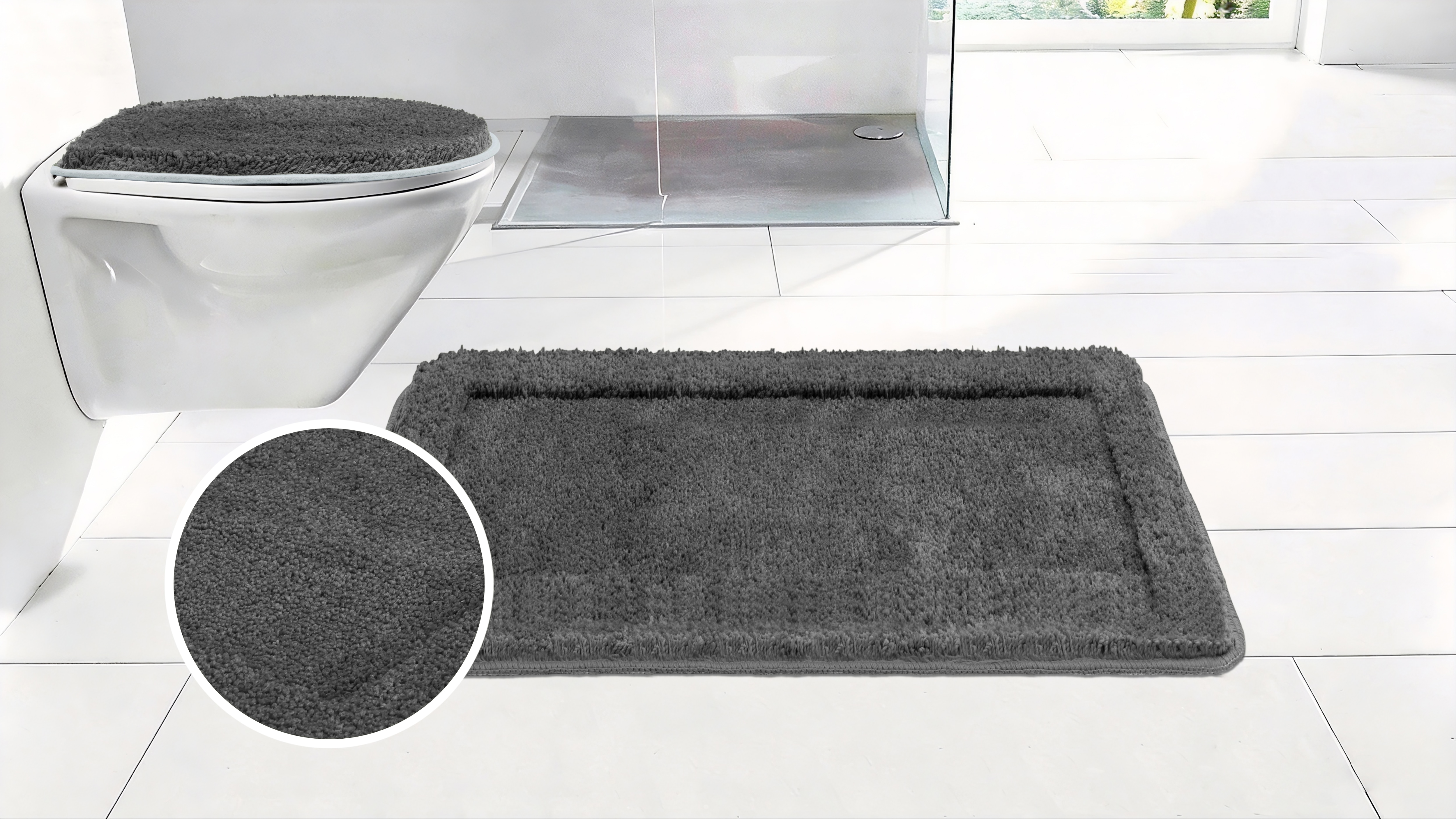 OTTO home Badematte "Sanremo mit Rahmen, Badvorleger, Badezimmer, sehr weich, Hoch-Tief" Höhe 25 mm rutschhemmend beschichtet fußbodenheizungsgeeignet schnell trocknend Badteppich, unifarben, rechteckig und als 3-tlg. Set erhältlich