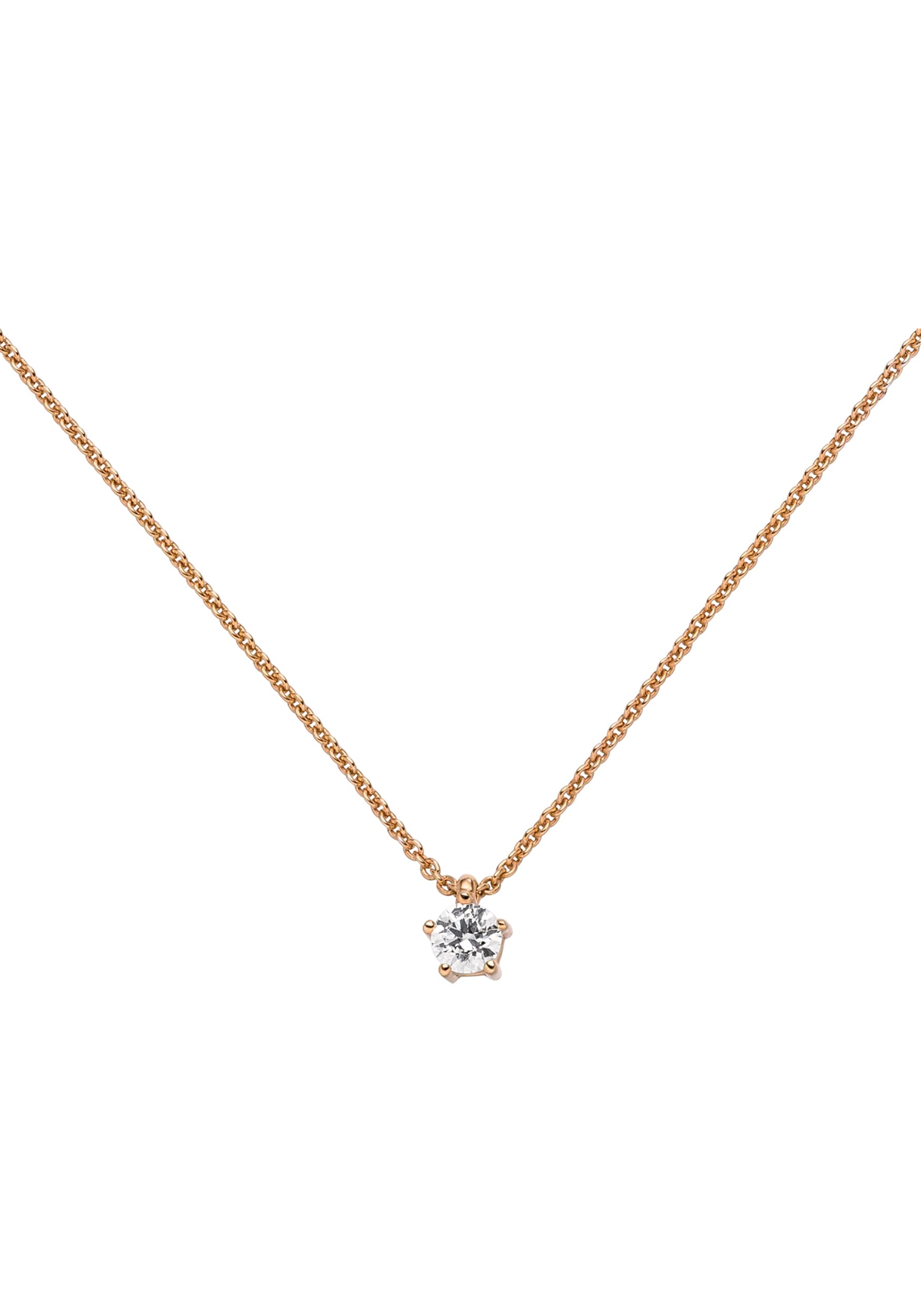 JOBO Kette mit Anhänger »Solitär Diamant Brillant 0,25 ct.« 14 Karat 585 Roségold 45 cm