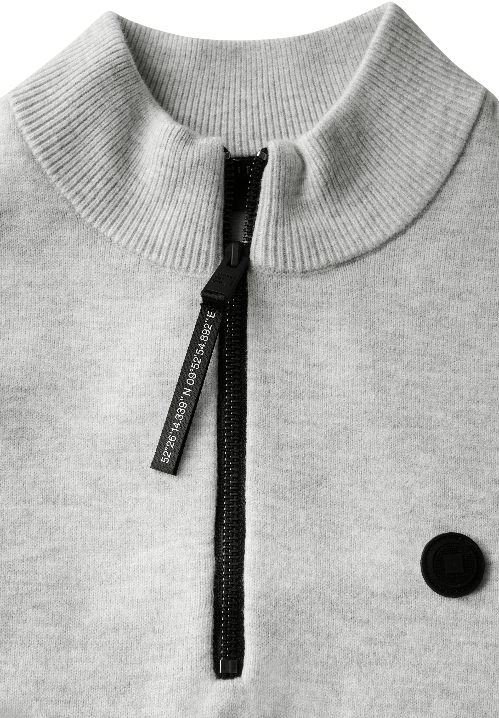STREET ONE MEN Stehkragenpullover, mit Materialmix
