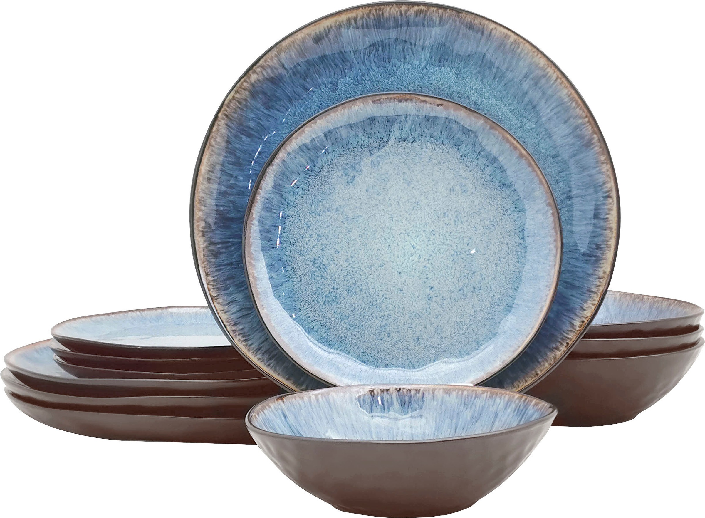 OTTO home Tafelservice "Teller Set, Service Allden" Teller Set, jedes Stück ein Unikat, 12 Teile, für 4 Personen