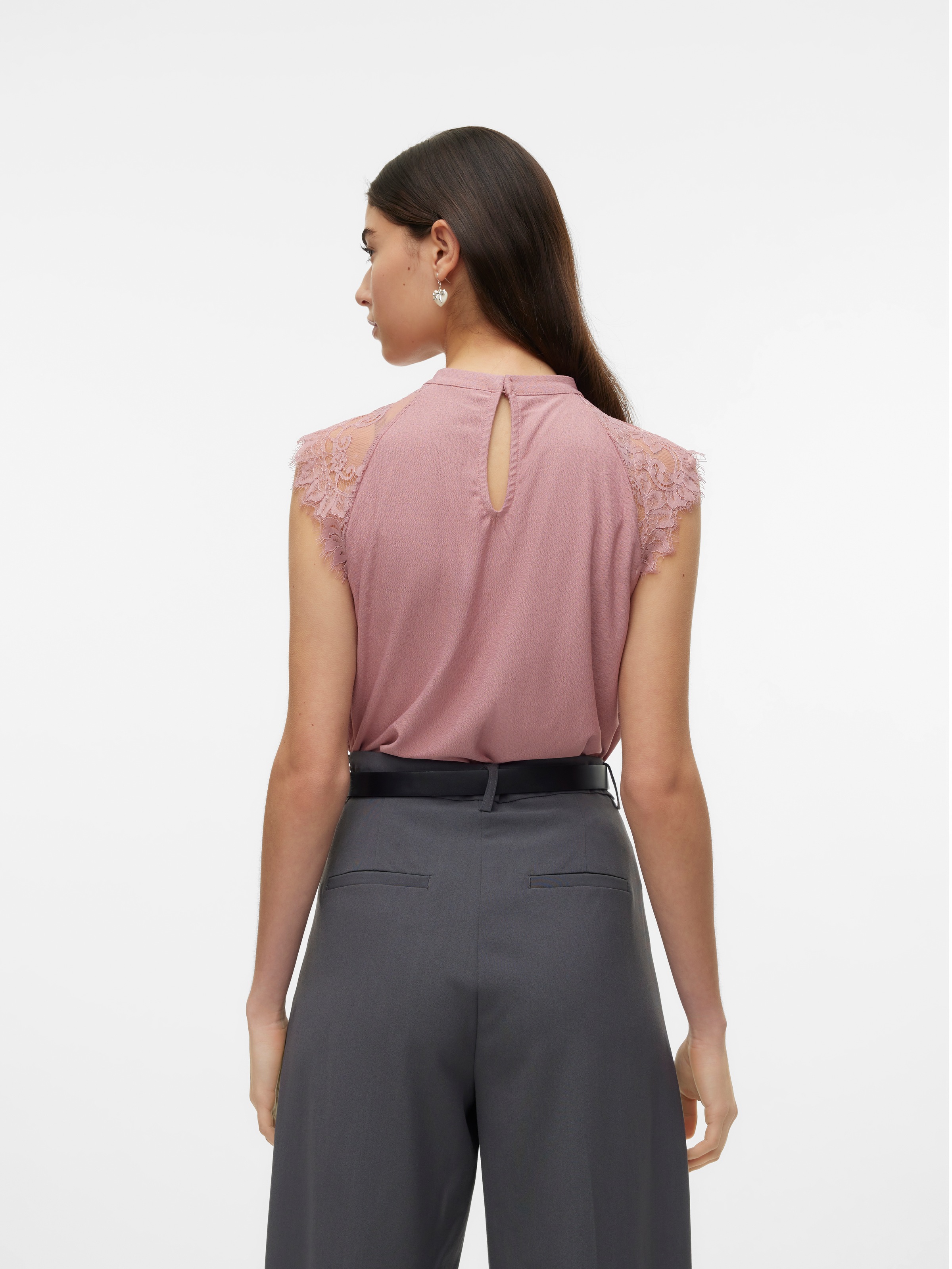 Thumbnail - Vero Moda Spitzentop "VMMILLA SL LACE TEE" Materialmix, regular fit