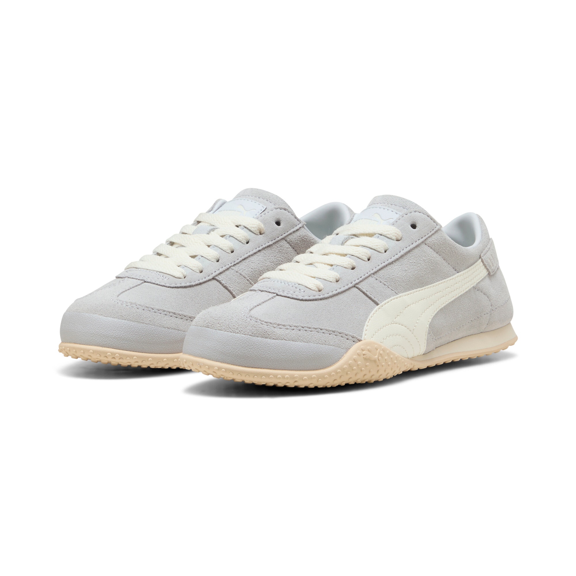 PUMA Damen Sneaker "BELLA UT CLASSIC", Gr. 41, beige, Leder, mehrfarbig, Schuhe, für Alltag und Freizeit, mit Leder-Obermaterial, mit Schnürung