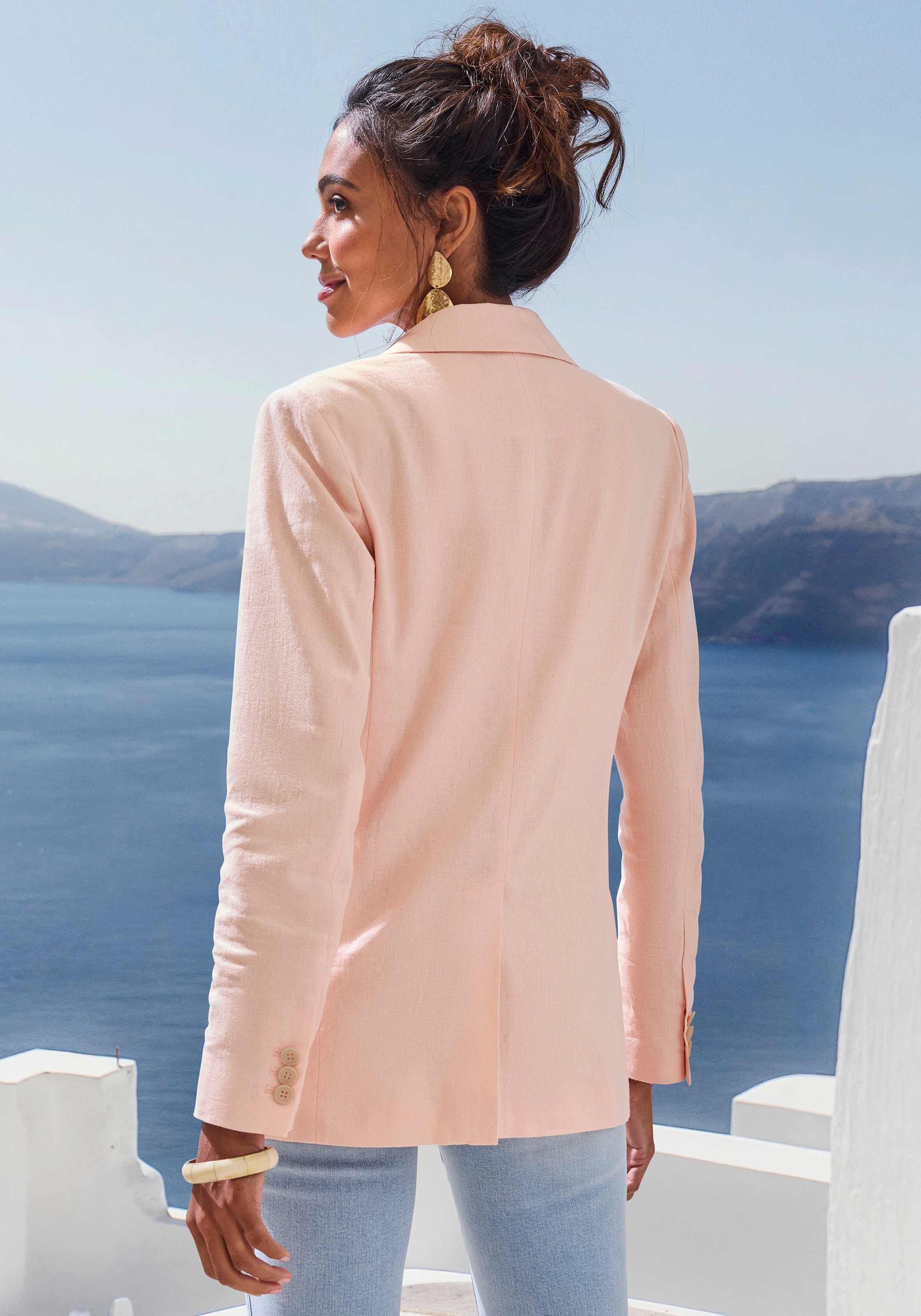 LASCANA Jackenblazer, aus Leinenmix, Damenblazer mit Reverskragen, Business-Look