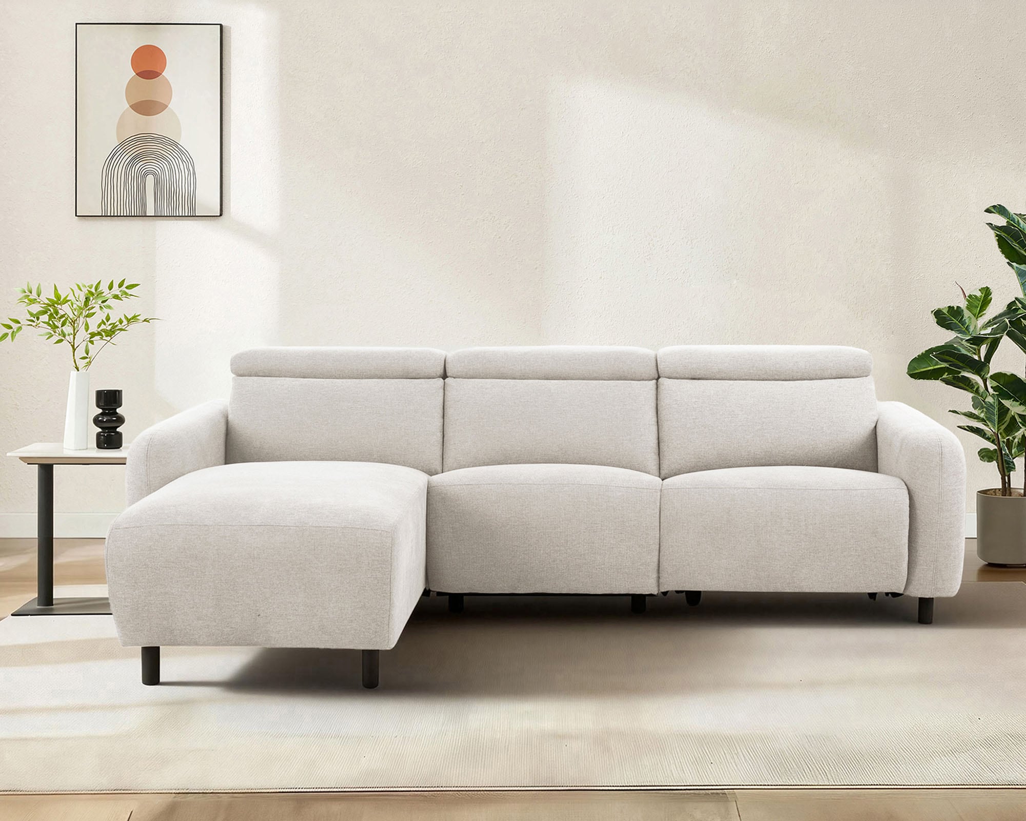 OTTO home Ecksofa »SKAANE Struktur, L-Form, 274 cm, manuelle/elektrische Relaxfunktion,« 274 cm, mit Kopfteilverstellung und man. oder elektr. Relaxfunktion