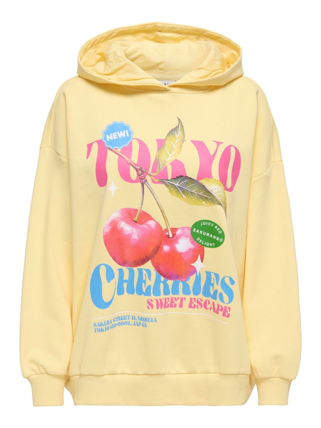 ONLY Sweatshirt "ONLELO L/S PRINT HOOD BOX SWT", Baumwollmischung, regular günstig online kaufen