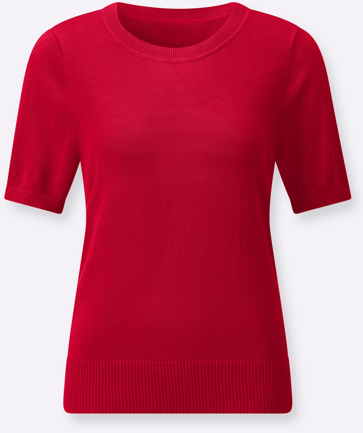 Kurzarmpullover CASUAL LOOKS "Kurzarm-Pullover", Damen, Gr. 46, rot, 100% Baumwolle, unifarben, Pullover 2