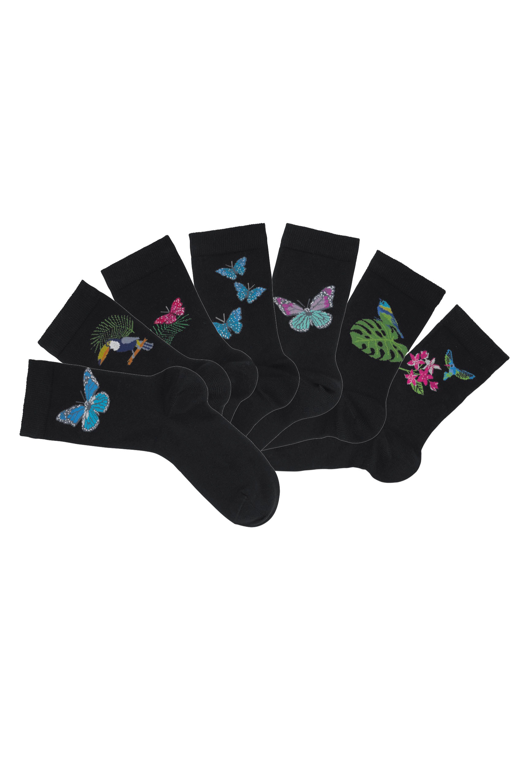 Thumbnail - H.I.S Socken Packung, 7 Stk. tlg. mit Schmetterlings- und Vogelmotiven