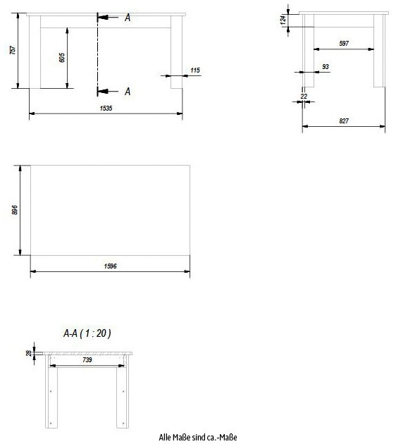 Home affaire Esstisch »RAVENNA«, im zeitlosen Landhausstil, Breite 160 cm