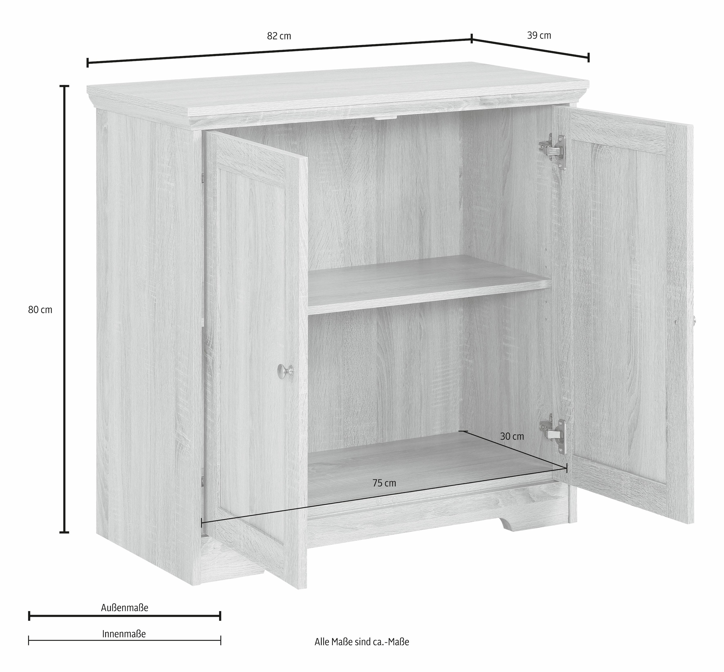 Home affaire Sideboard »Nanna«, Kommode mit einer Folien Oberfläche in Eiche-Optik, Breite 80 cm