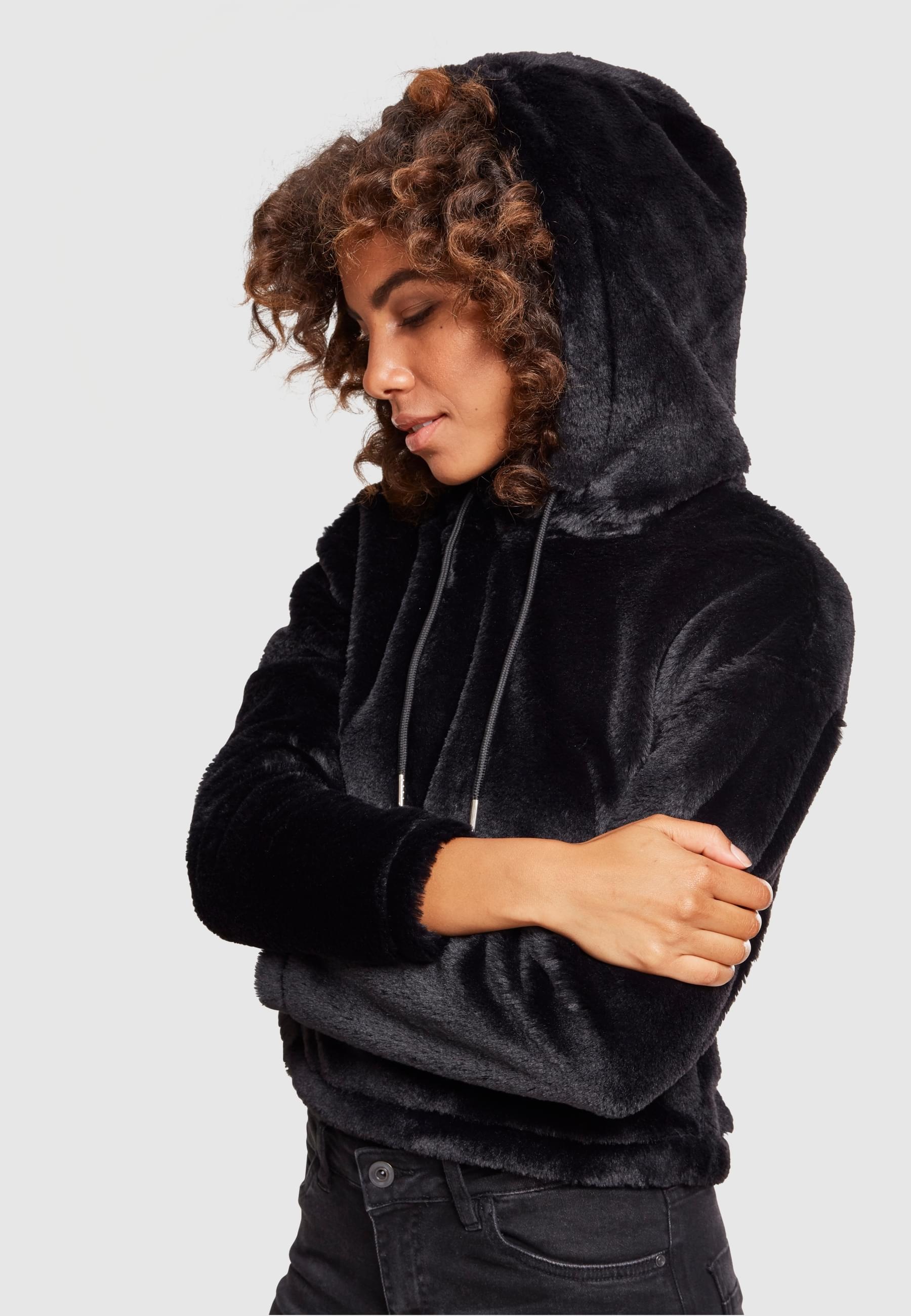 URBAN CLASSICS Rundhalspullover »Urban Classics Damen Ladies Oversize Short Teddy Hoody«, (1 tlg.)