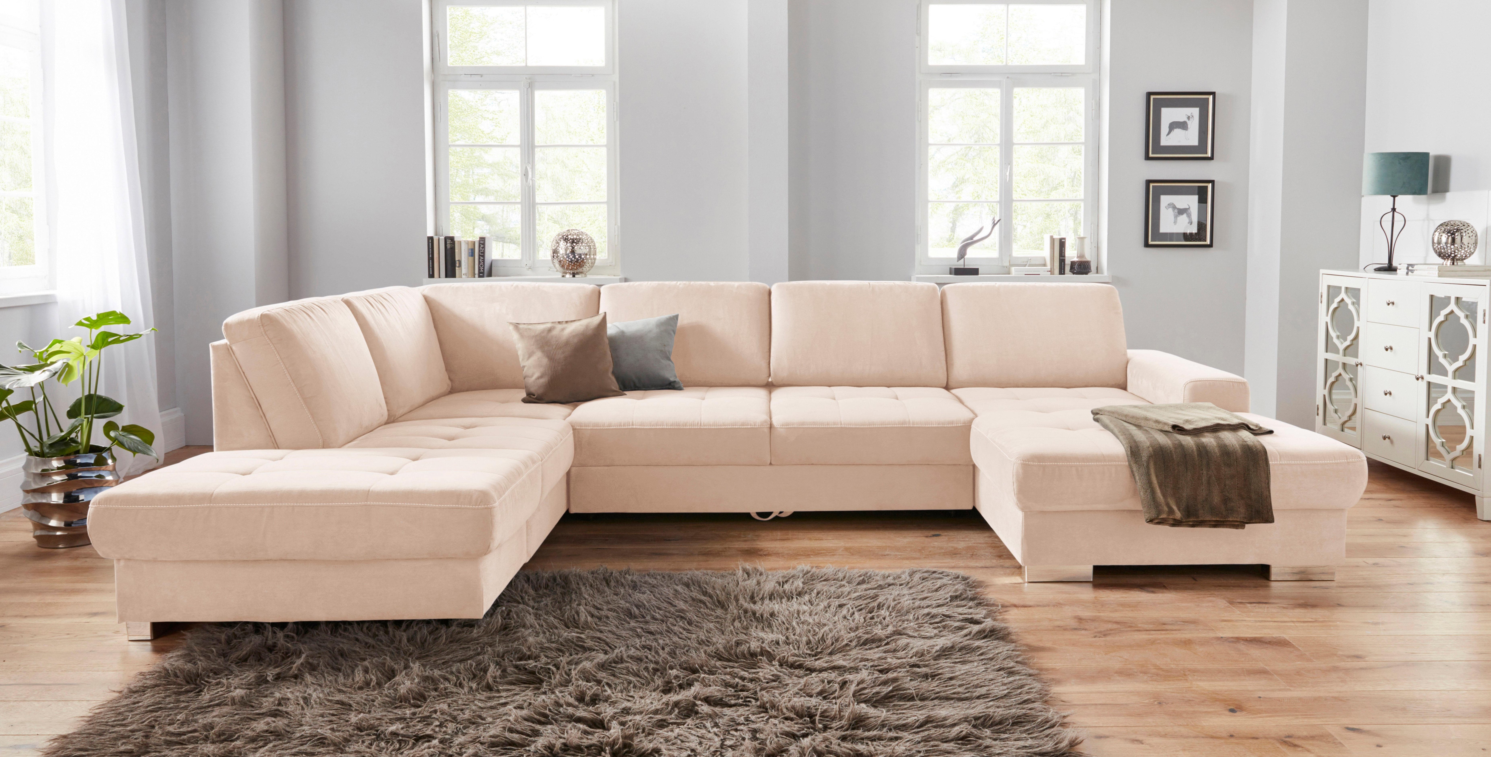 sit&more Wohnlandschaft "Santorini U-Form" mit Federkern und Sitztiefenverstellung, wahlweise mit Schlaffunktion