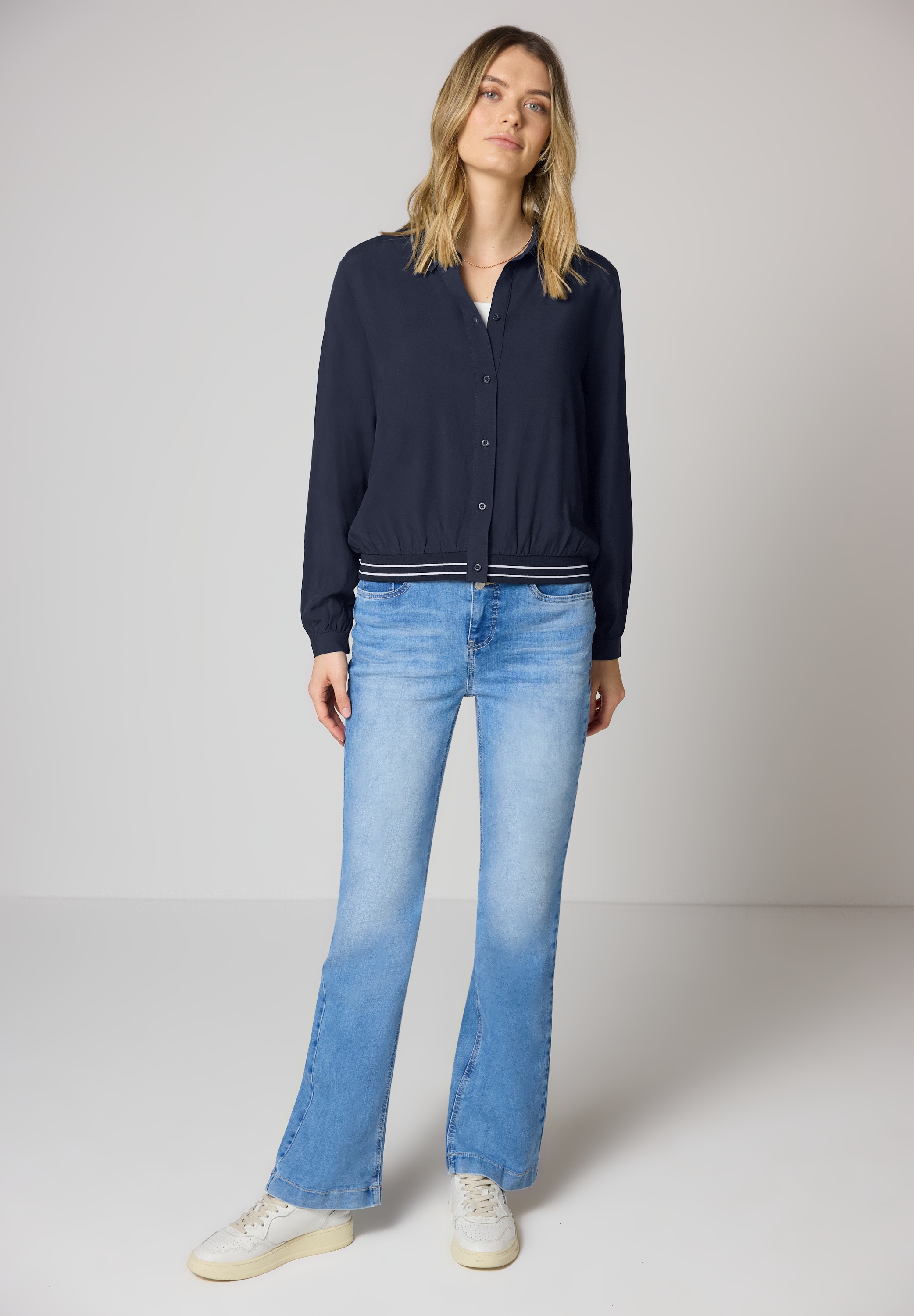 STREET ONE Langarmbluse mit College-Style Details