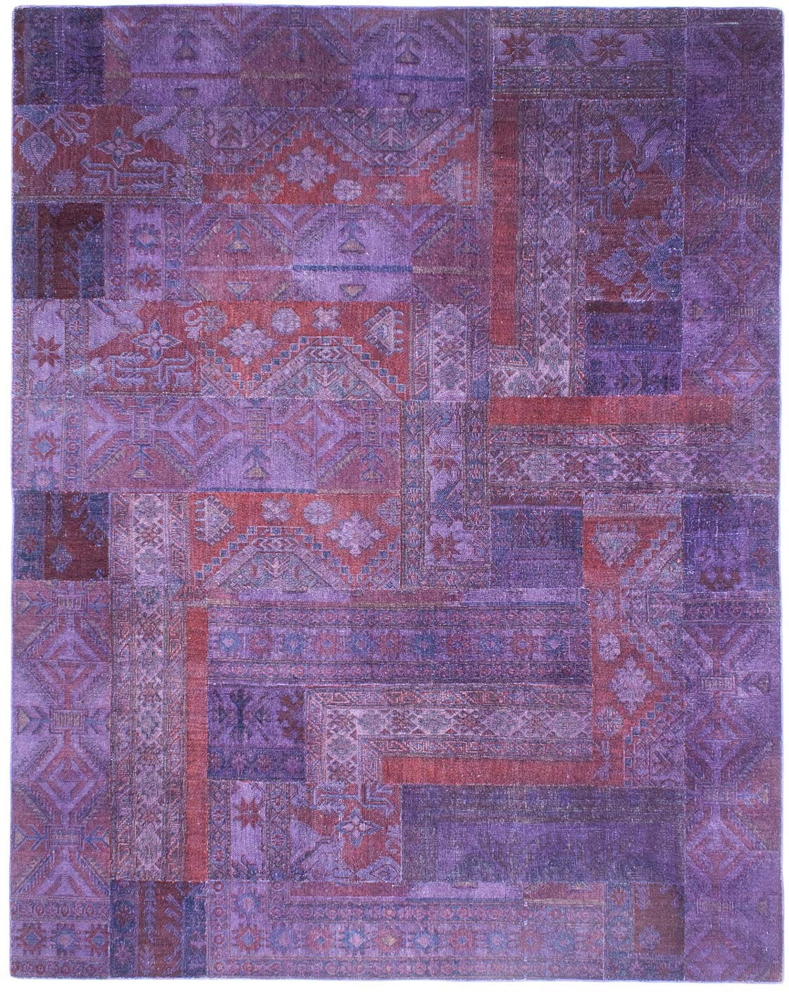 morgenland Teppich »Patchwork - 299 x 239 cm - lila«, rechteckig, Wohnzimmer, Handgeknüpft, Einzelstück mit Zertifikat