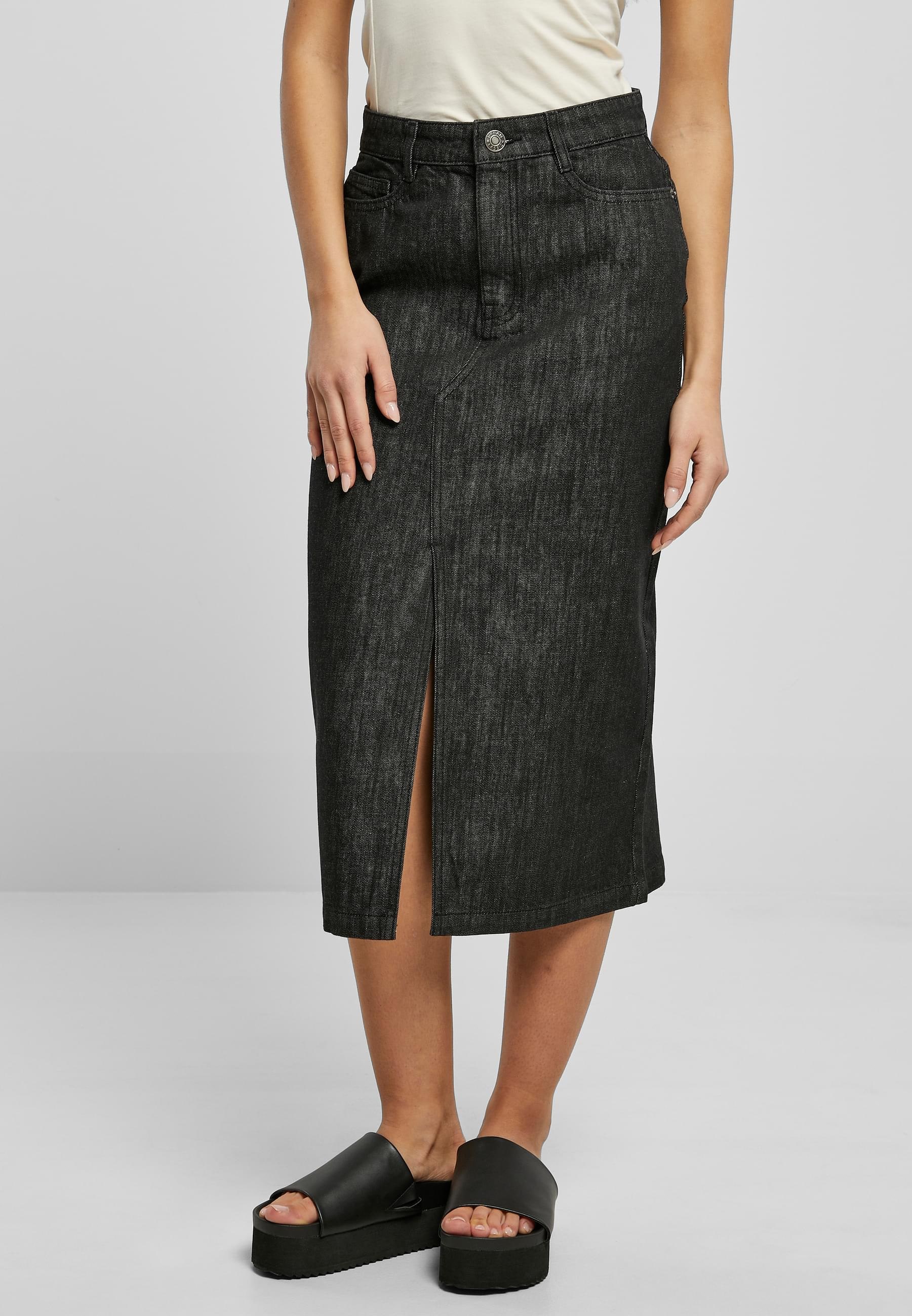 URBAN CLASSICS Jerseyrock »Urban Classics Damen Ladies Midi Denim Skirt«, (1 tlg.)