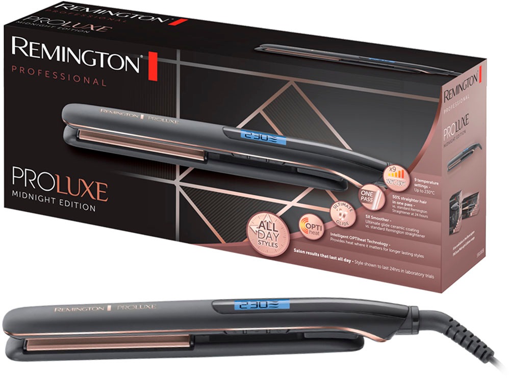 Thumbnail - Remington Glätteisen "S9100B E51 PROluxe Midnight" OPTIheat-Technologie, LCD display, 110mm lange Keramikstylingplatten