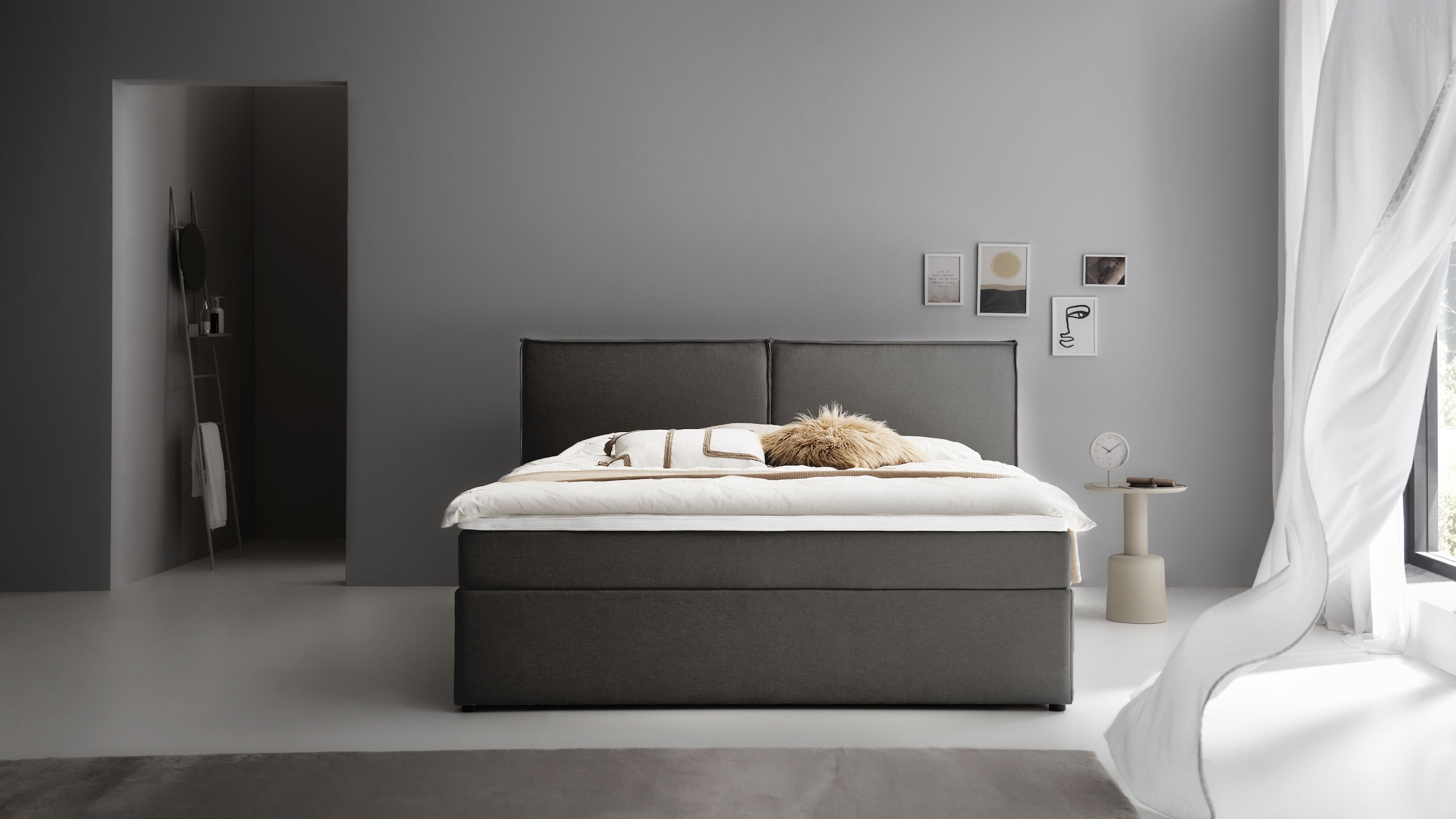 ATLANTIC home collection Boxbett "NIKITA" bodentiefes Bett, wahlweise mit Matratze und Topper