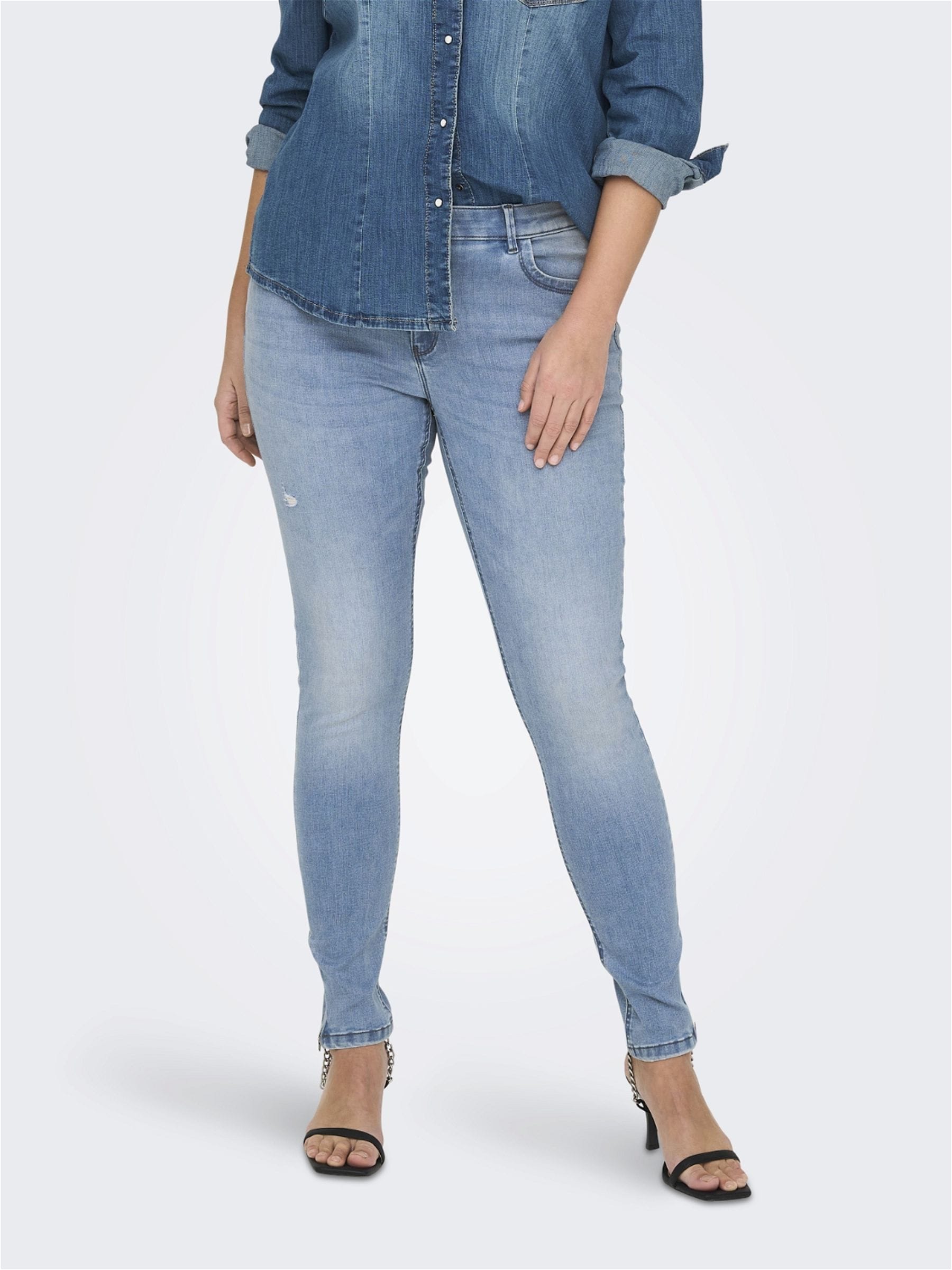 ONLY CARMAKOMA Skinny-fit-Jeans »CARKARLA REG ANK SK DNM BJ759 NOOS«, mit Destroyed Effekt