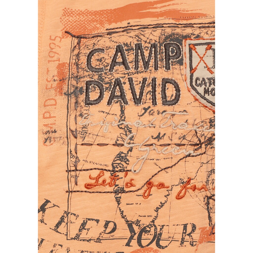 CAMP DAVID Poloshirt, mit modischer Frontapplikation