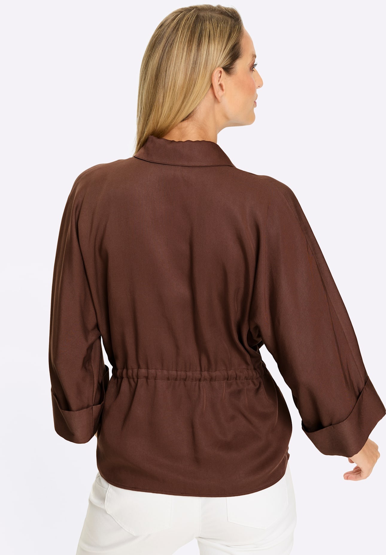 Hemdbluse HEINE, Damen, Gr. 48, schoko, 100% Lyocell, unifarben, Blusen Hemdbluse 2