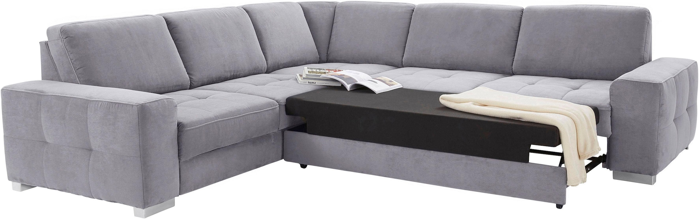 sit&more Ecksofa »Santorini L-Form«, mit Federkern und Sitztiefenverstellung, wahlweise mit Bettfunktion