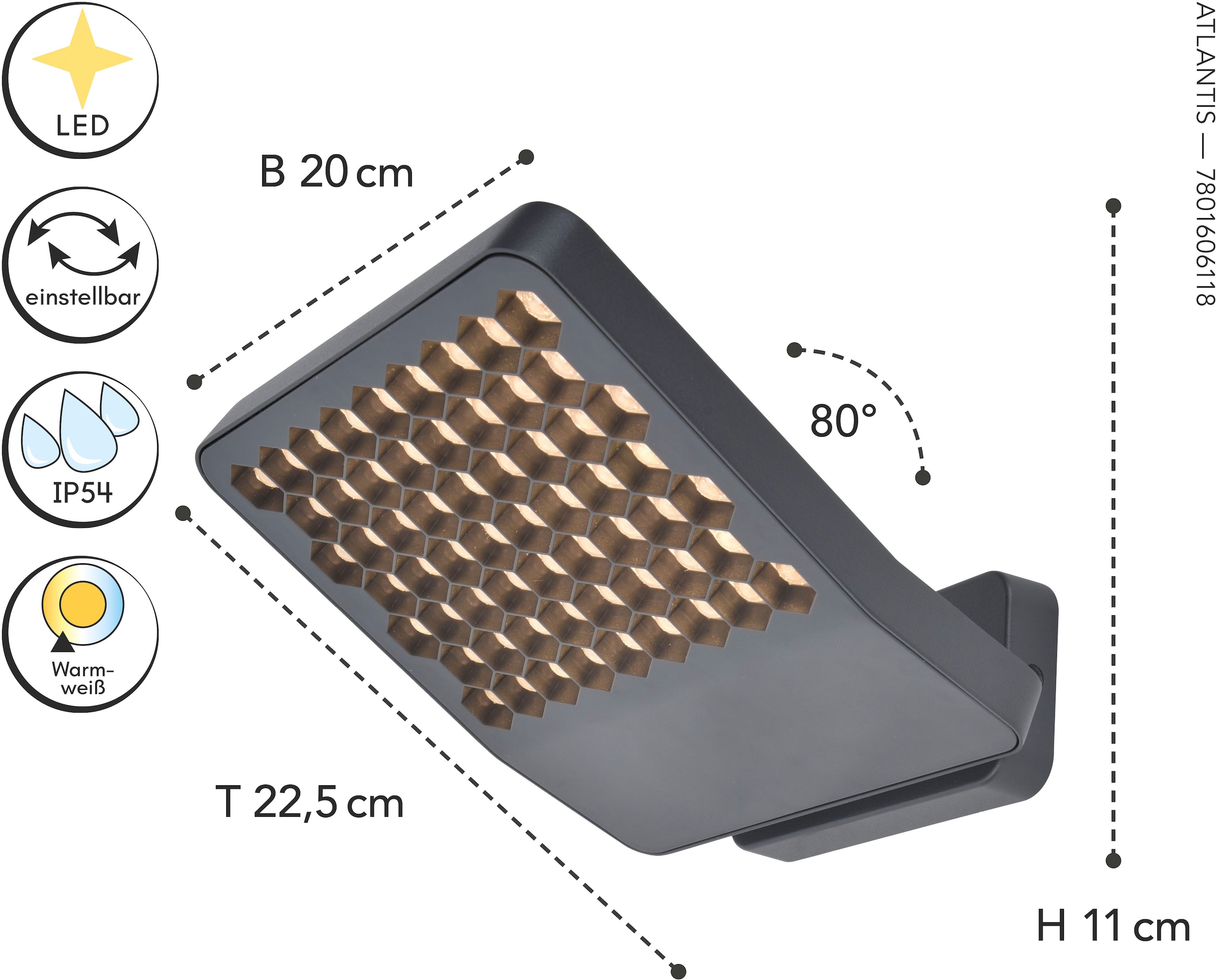 LUTEC LED Außen-Wandleuchte »LED-Aussenwandleuchte ATLANTIS medium«, 1 flammig, Leuchtmittel LED-Board | LED fest integriert, schwenkbar