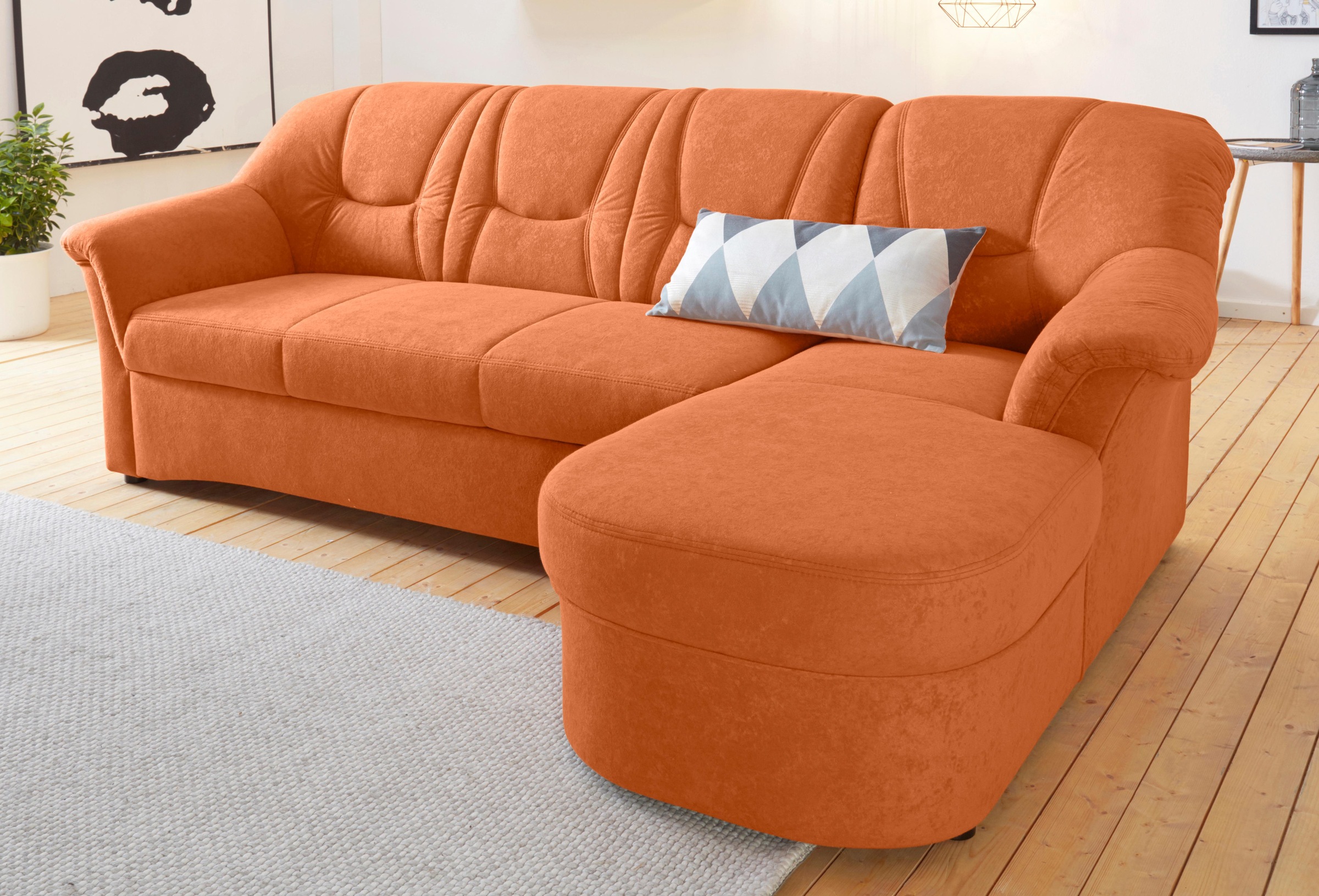 DOMO collection Ecksofa "SARAFINA 232x146 cm, auch mit Federkern für noch mehr Sitzkomfort" whlw. mit Bettfunktion, L-Form