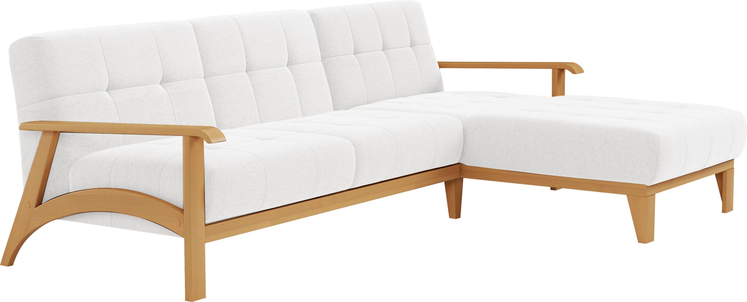 sit&more Ecksofa »Billund L-Form«, Armlehnen aus eichefarbigem Buchenholz, verschiedene Bezüge und Farben