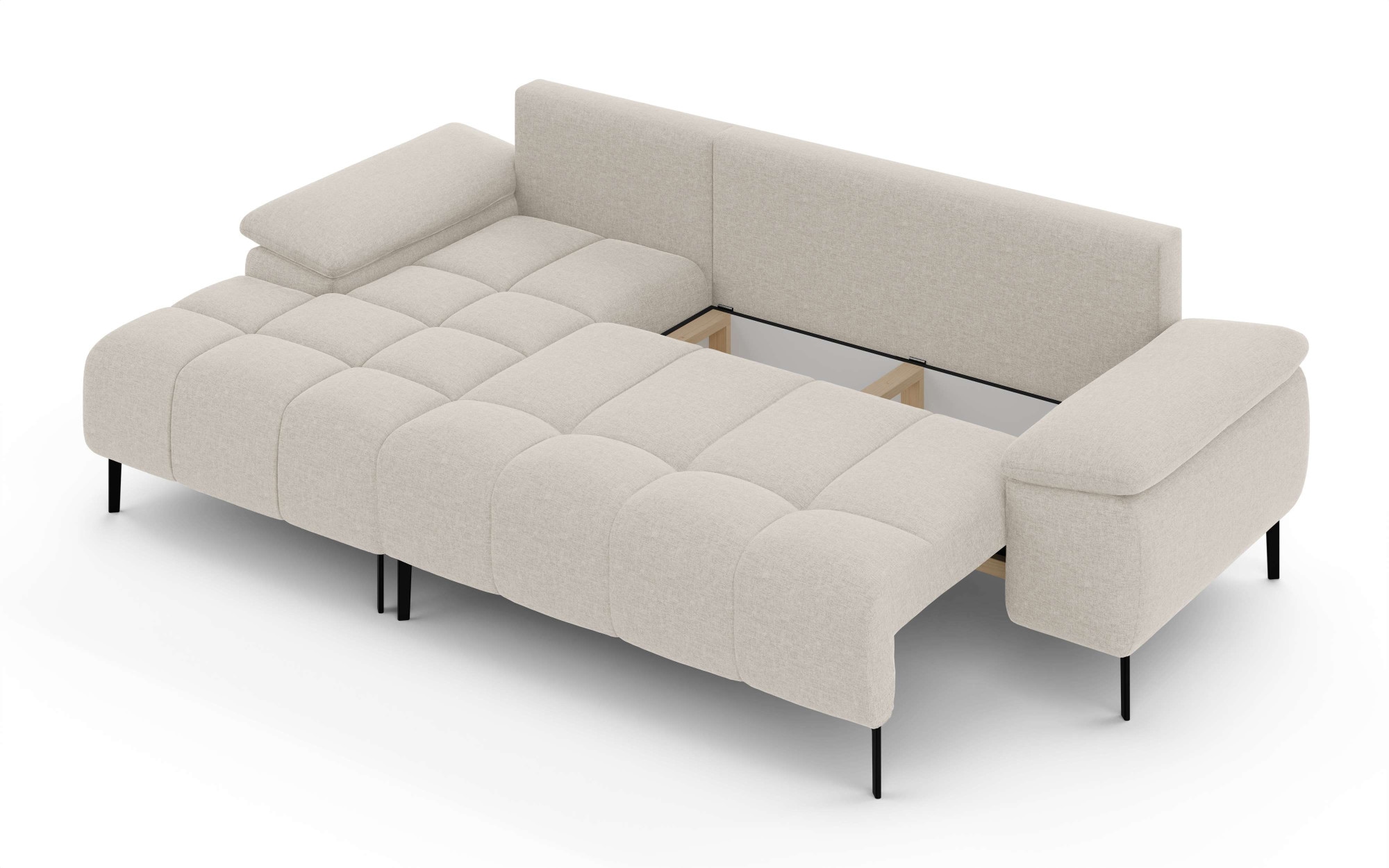 INOSIGN Ecksofa »DROMARA Schlafsofa mit Bettkasten, Maße: B/T/H 277/141/91 cm«, L-Form mit Recamiere rechts/links bestellbar, Wellenunterfederung