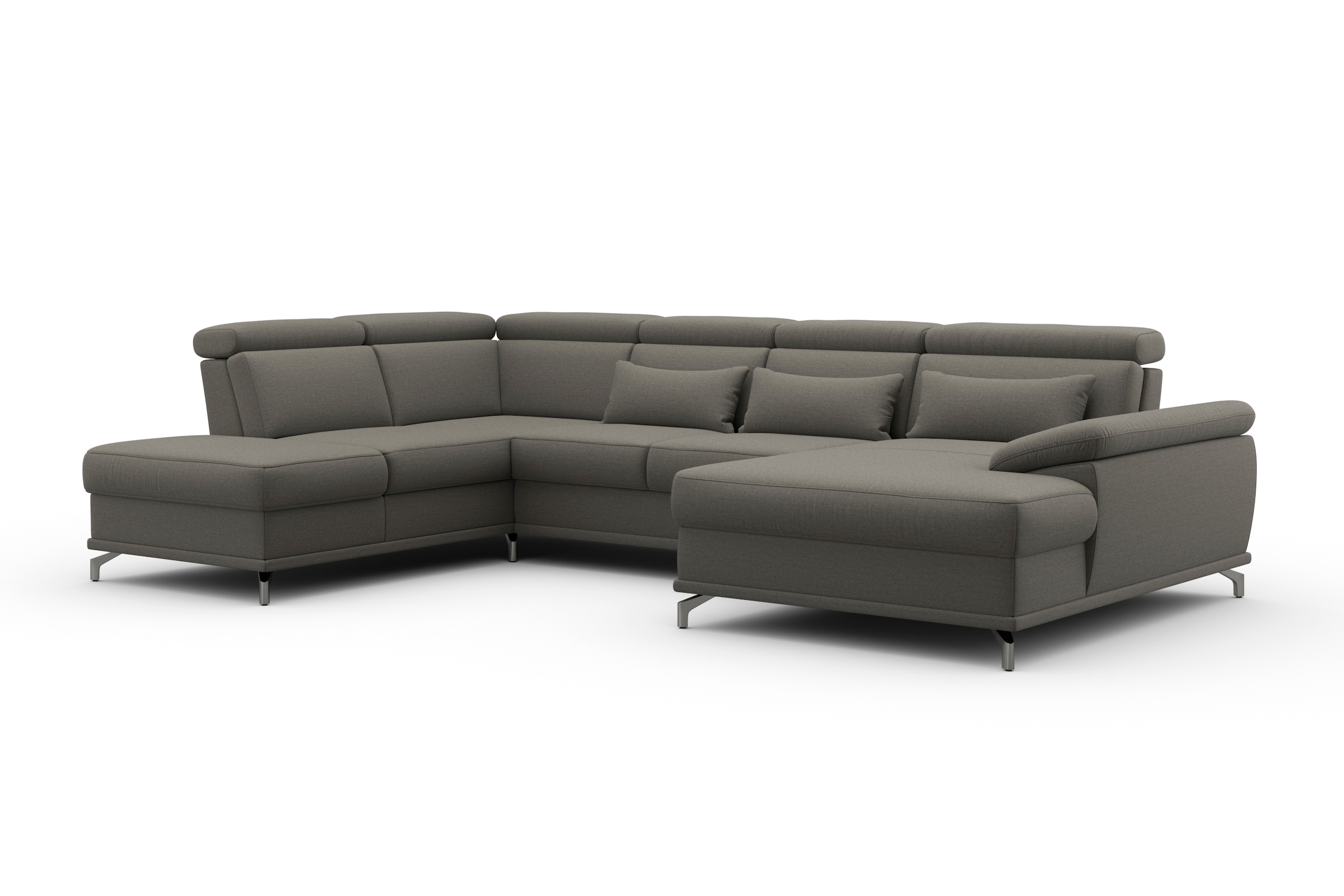 sit&more Wohnlandschaft »Cabrio U-Form, mit Sitztiefenverstellung, Arm- und Kopfteilverstellung«, 3 Nierenkissen, Federkern, optional Bettfunktion und Stauraum