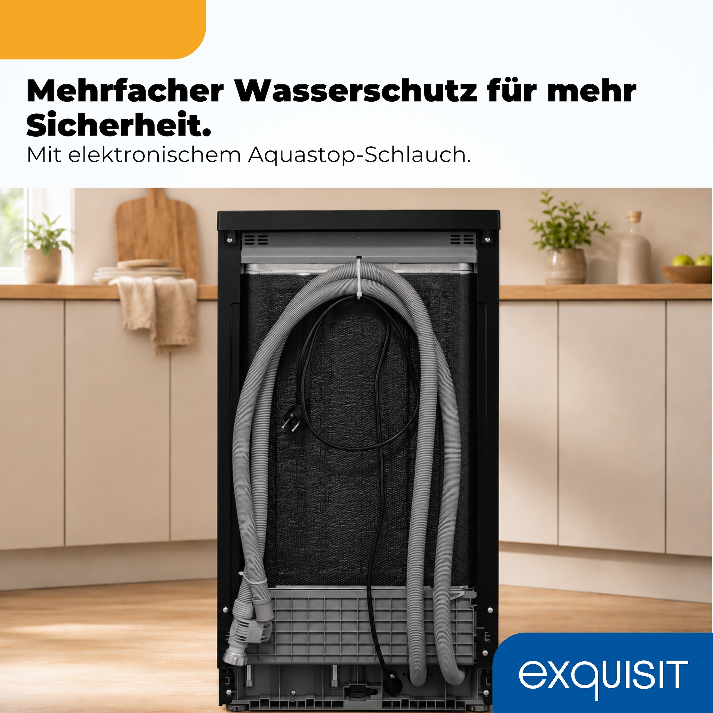 exquisit Standgeschirrspüler 9311 »GSP9311-450C schwarz« 9 l 10 tlg. Maßgedecke 10 Maßgedecke, LED, Besteckschublade, Auto Door Open, AquaStop