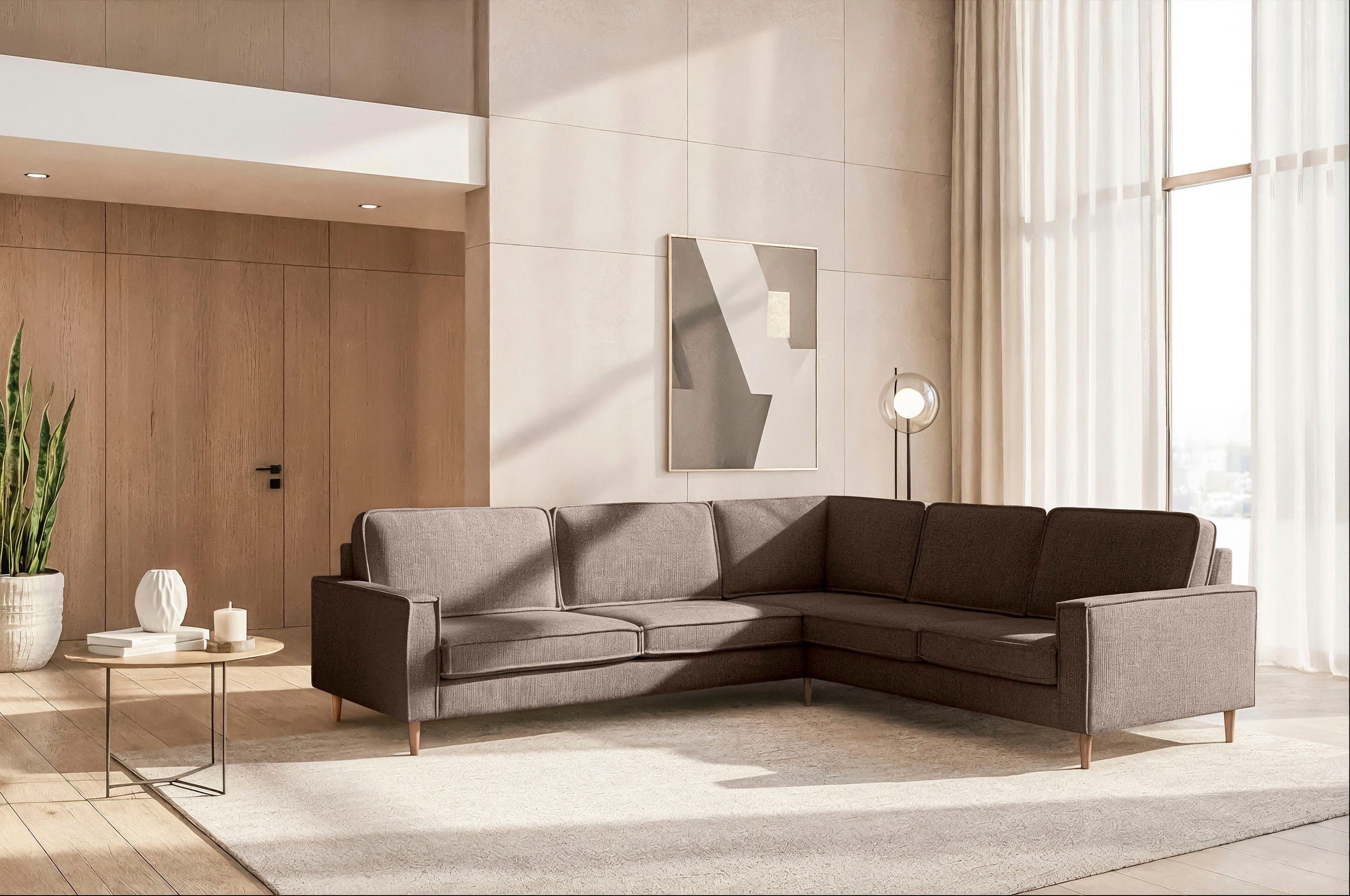 Home affaire Ecksofa "Pinto Skandi, 290 cm, Chenille, Struktur, Ottomane li günstig online kaufen