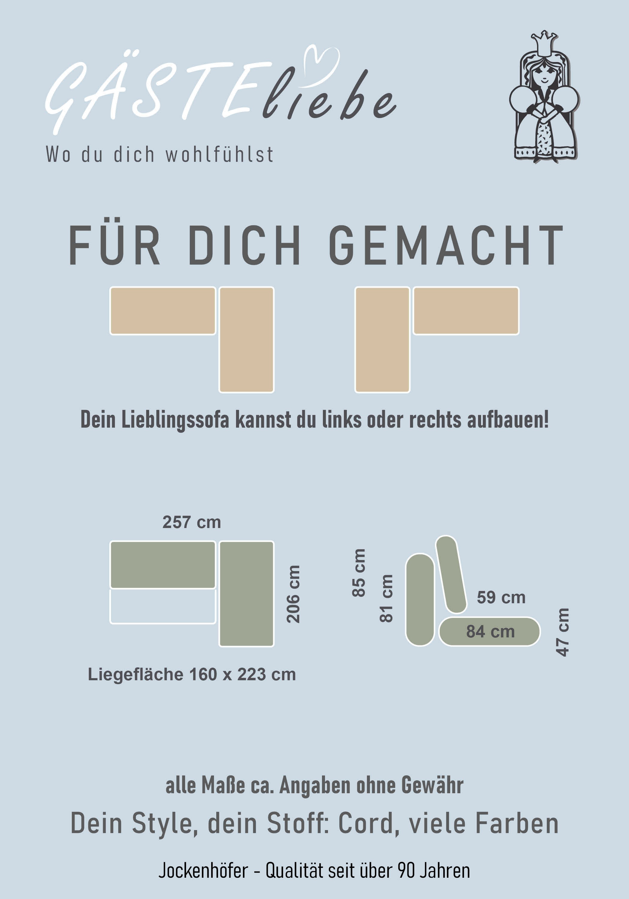Jockenhöfer Gruppe Ecksofa »Sunset, Dauerschlafsofa mit«, Tonnentaschen-Federkern, 5cm Kaltschaumtopper, flexible montierbar