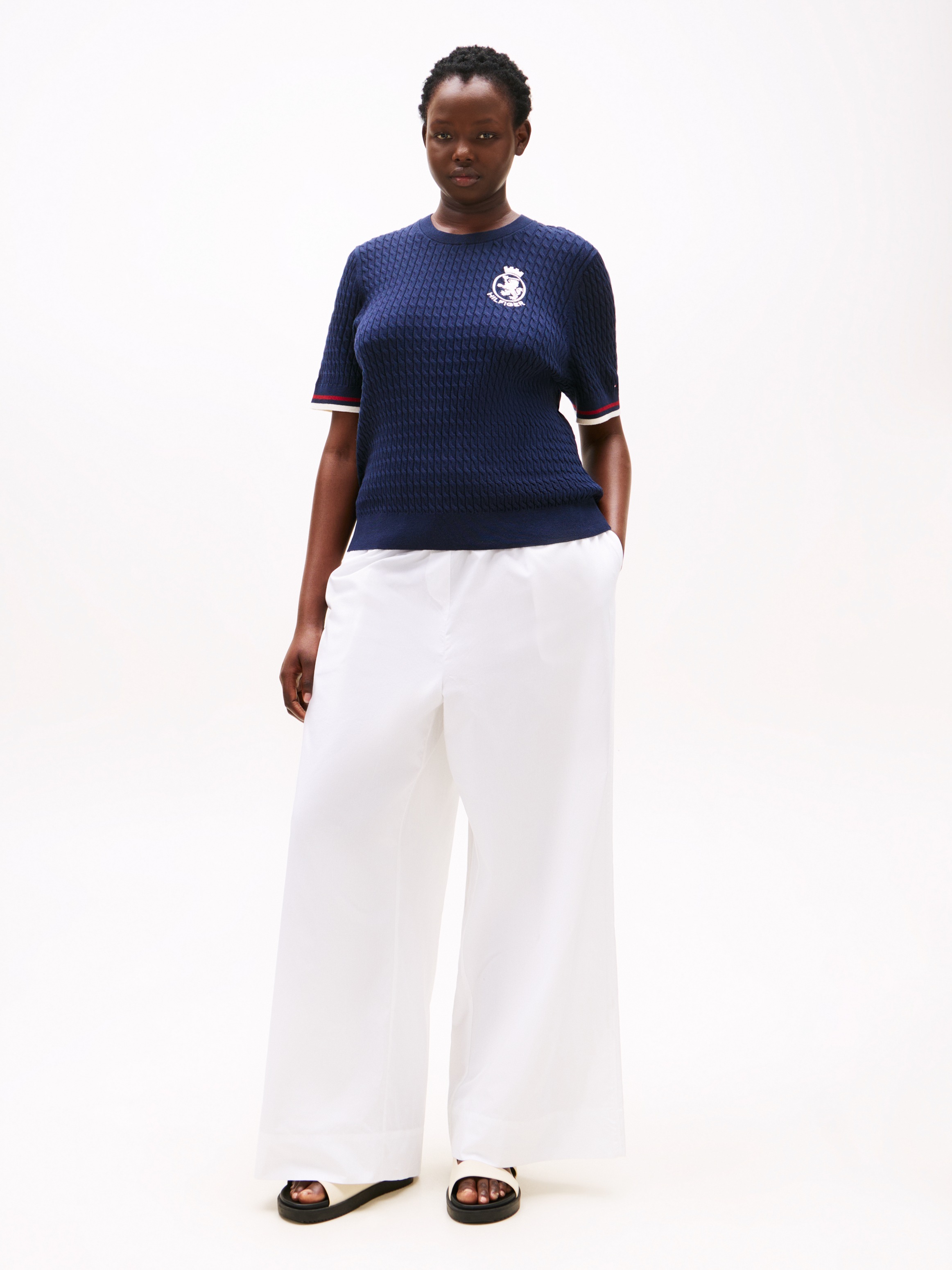 Thumbnail - Tommy Hilfiger Curve Strickpullover "CRV CO CABLE FINE GG GPC SS SWT", in großen Größen, mit Zopfmuster