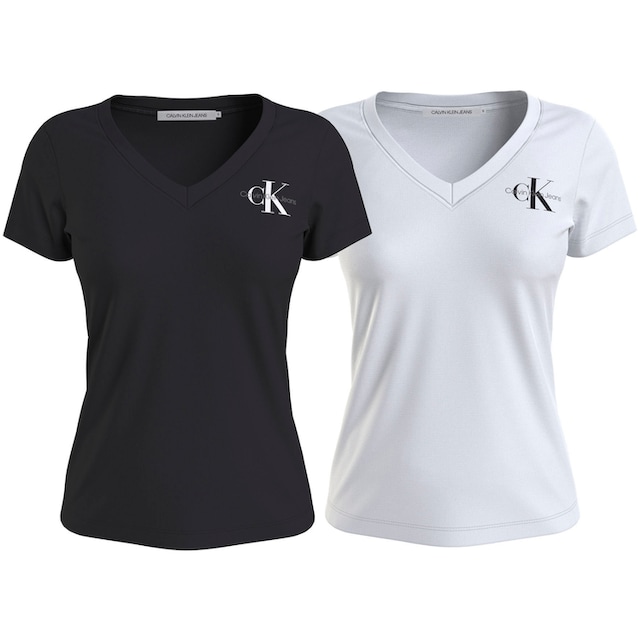 Calvin Klein Jeans T-Shirt »2-PACK MONOLOGO V-NECK TEE«, (Packung,  2er-Pack), mit Logomarkenlabel online kaufen | BAUR