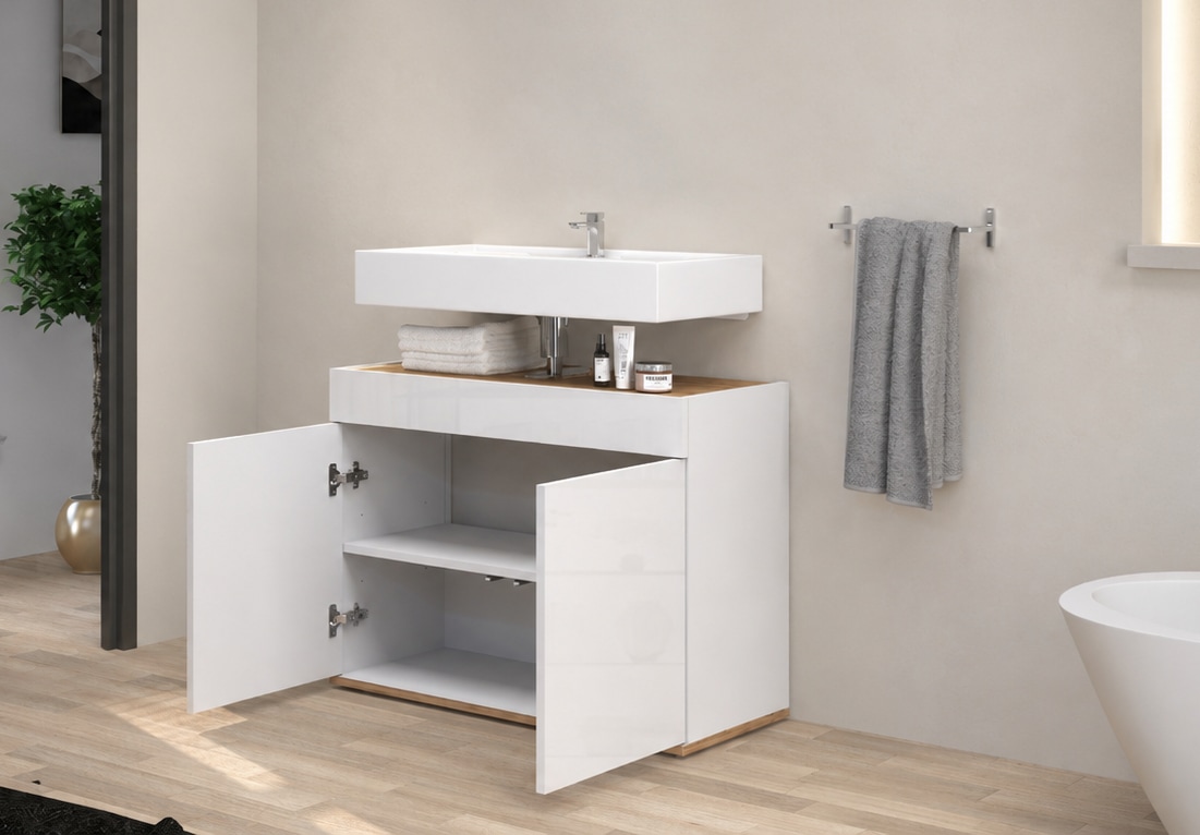 welltime Waschbeckenunterschrank »Garda« 1 Stk. tlg. Made in Italy, Fronten Hochglanz lackiert, viel Saturaum