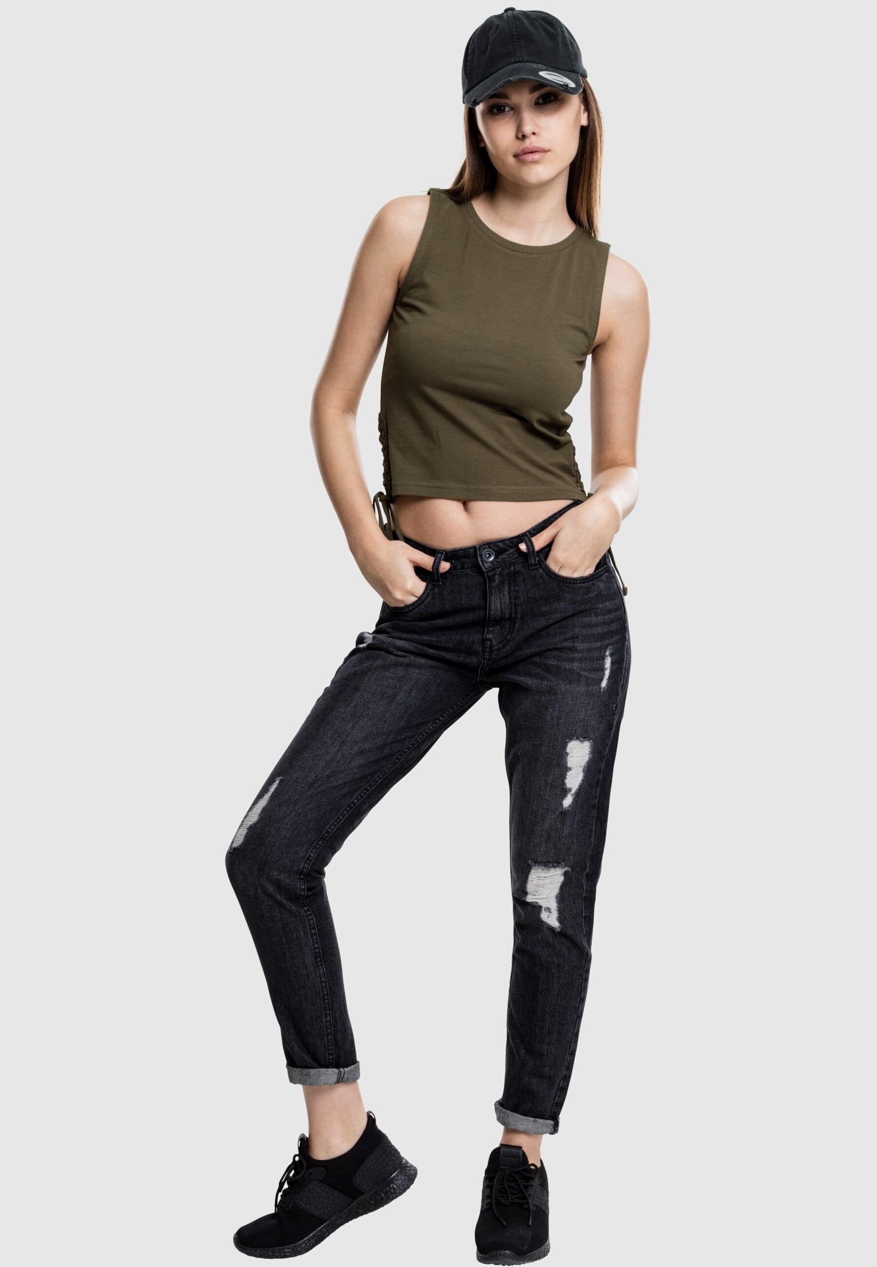 URBAN CLASSICS Muskelshirt »Urban Classics Damen Ladies Lace Up Cropped Top«, (1 tlg.)