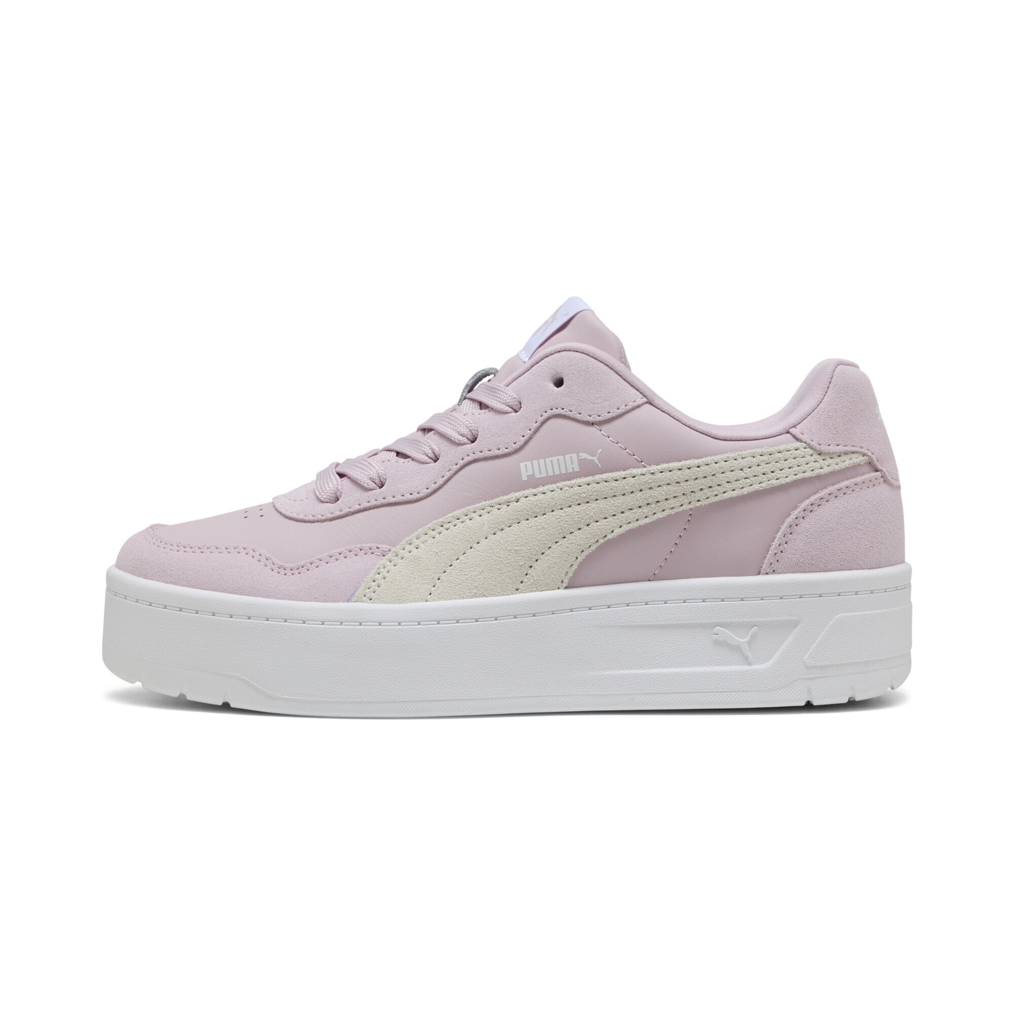 Sneaker PUMA "Court Lally Skye Suede Sneakers Damen", Damen, Gr. 41, weiß (rose mauve weiß pink), Obermaterial: Textil, Synthetik, Kuhleder, Leder; Futter: Textil; Innensohle: Textil; Laufsohle: Gummi, Schuhe Sneaker 2