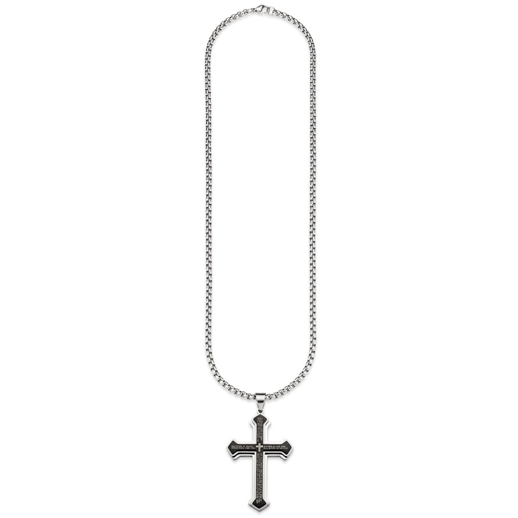 Bruno Banani Kette mit Anhänger »Schmuck Geschenk, Halskette Kreuz Venezianerkette Silber Schwarz«