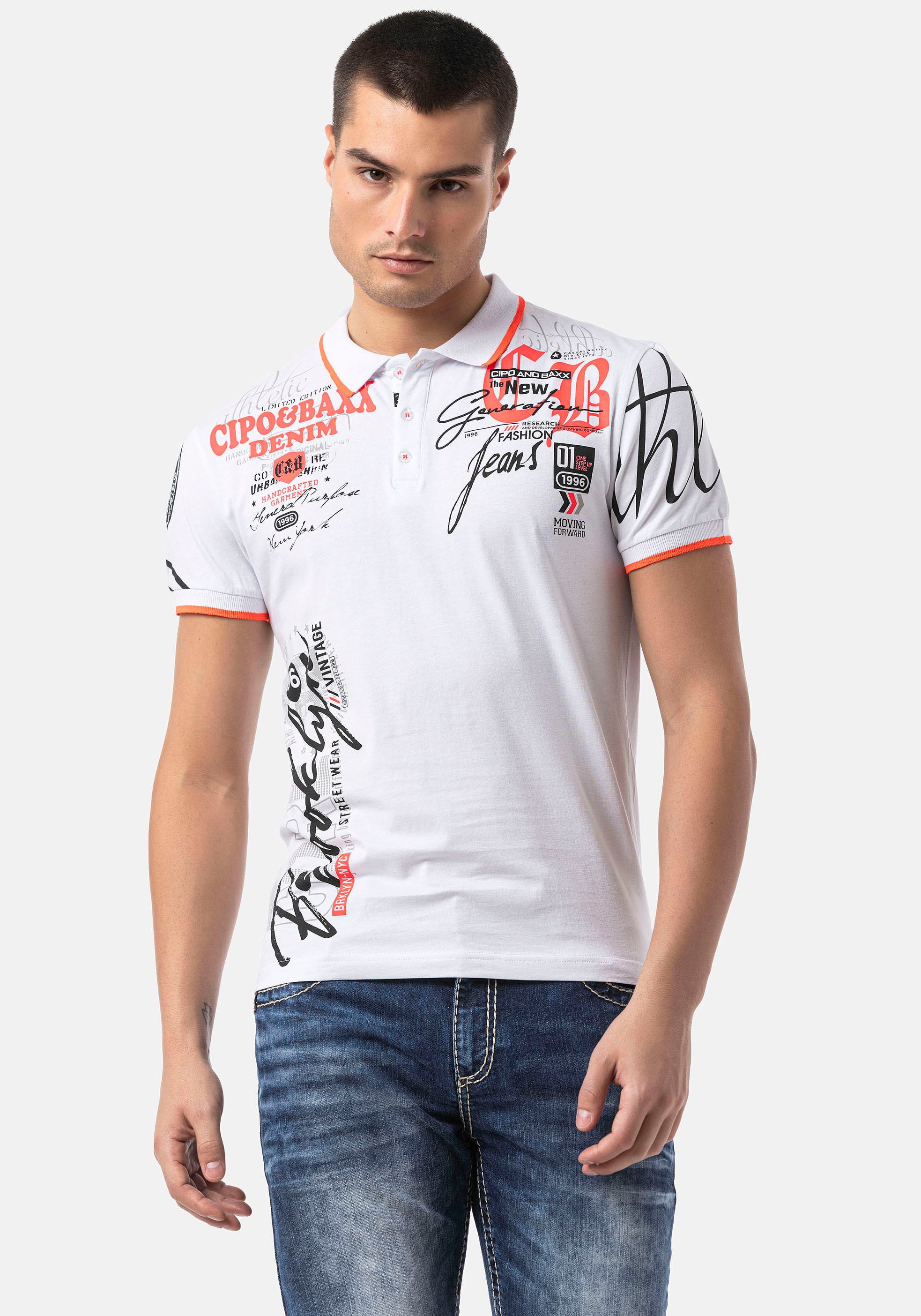 Cipo & Baxx Poloshirt, mit markantem Print