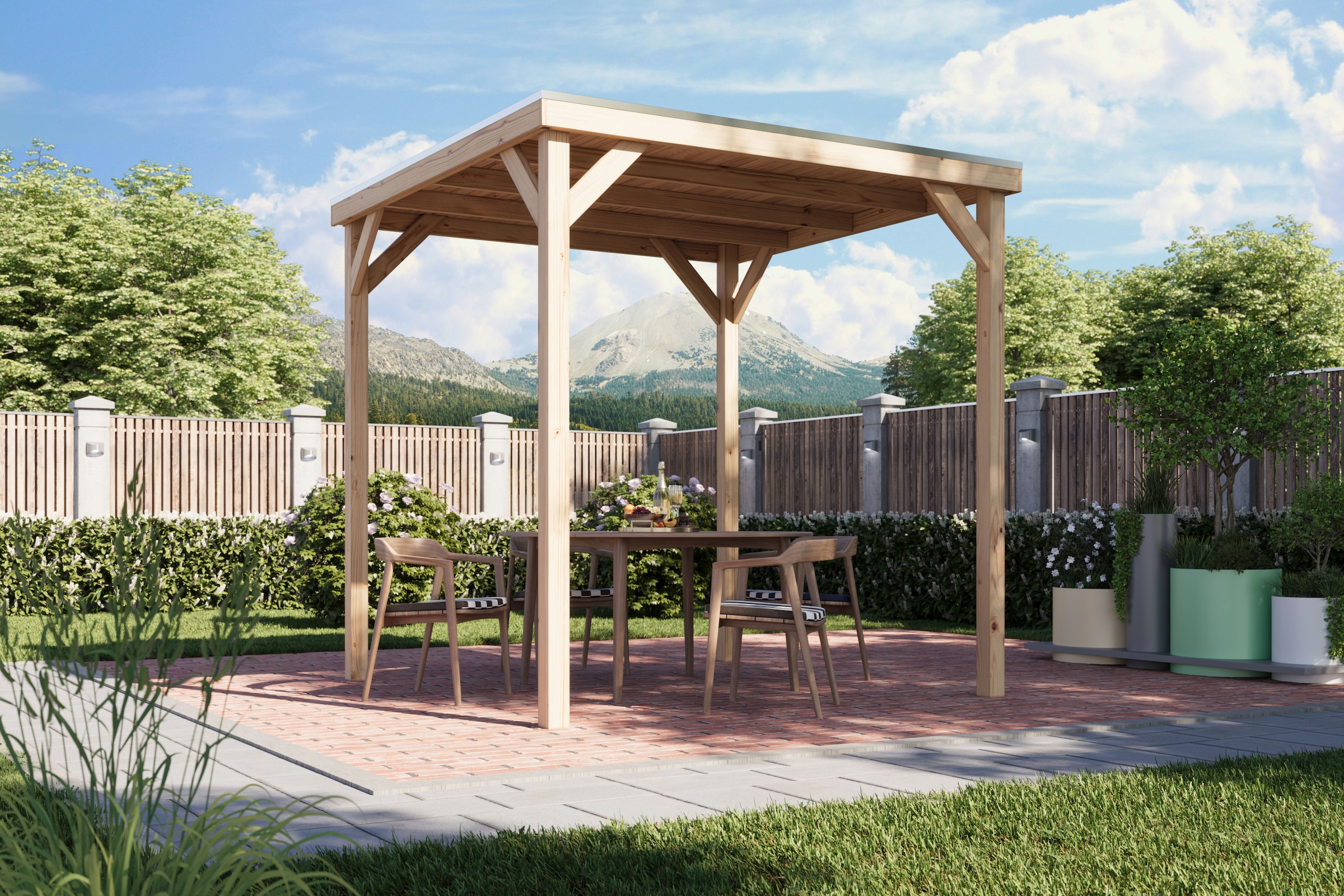 Karibu Holzpavillon "Pergola Quadratus" verschiedene Größen