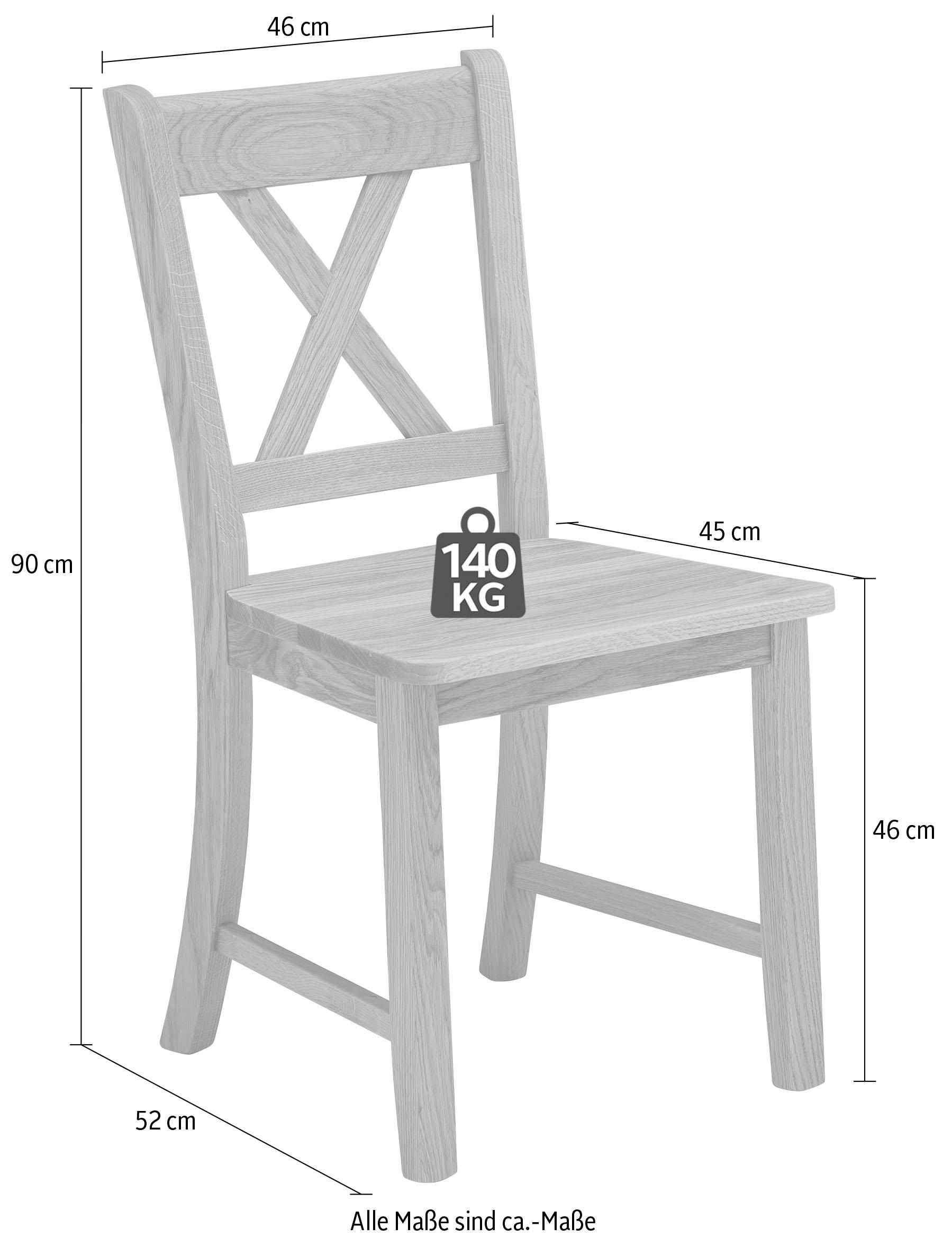 massivline&more Stuhl "Königsee" (Set) 2 Stk. Gestell aus Massivholz günstig online kaufen