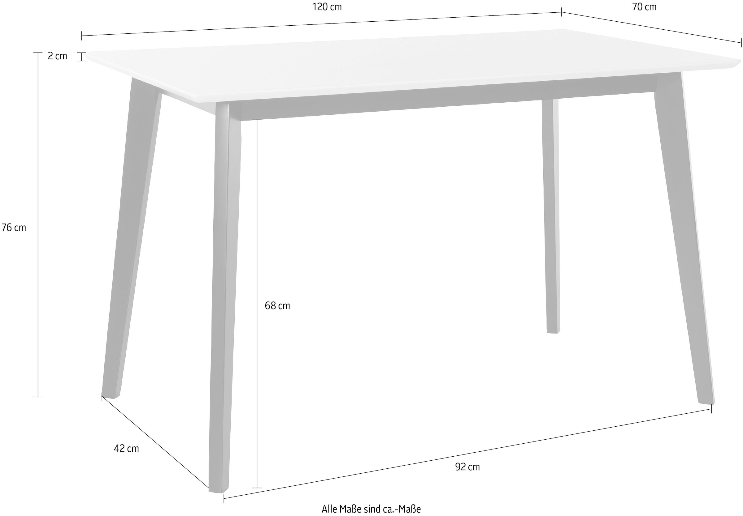 INOSIGN Esstisch »Cody«, mit Beinen aus Massivholz eckige MDF-Tischplatte,  in 2 Farbvarianten bestellen | BAUR