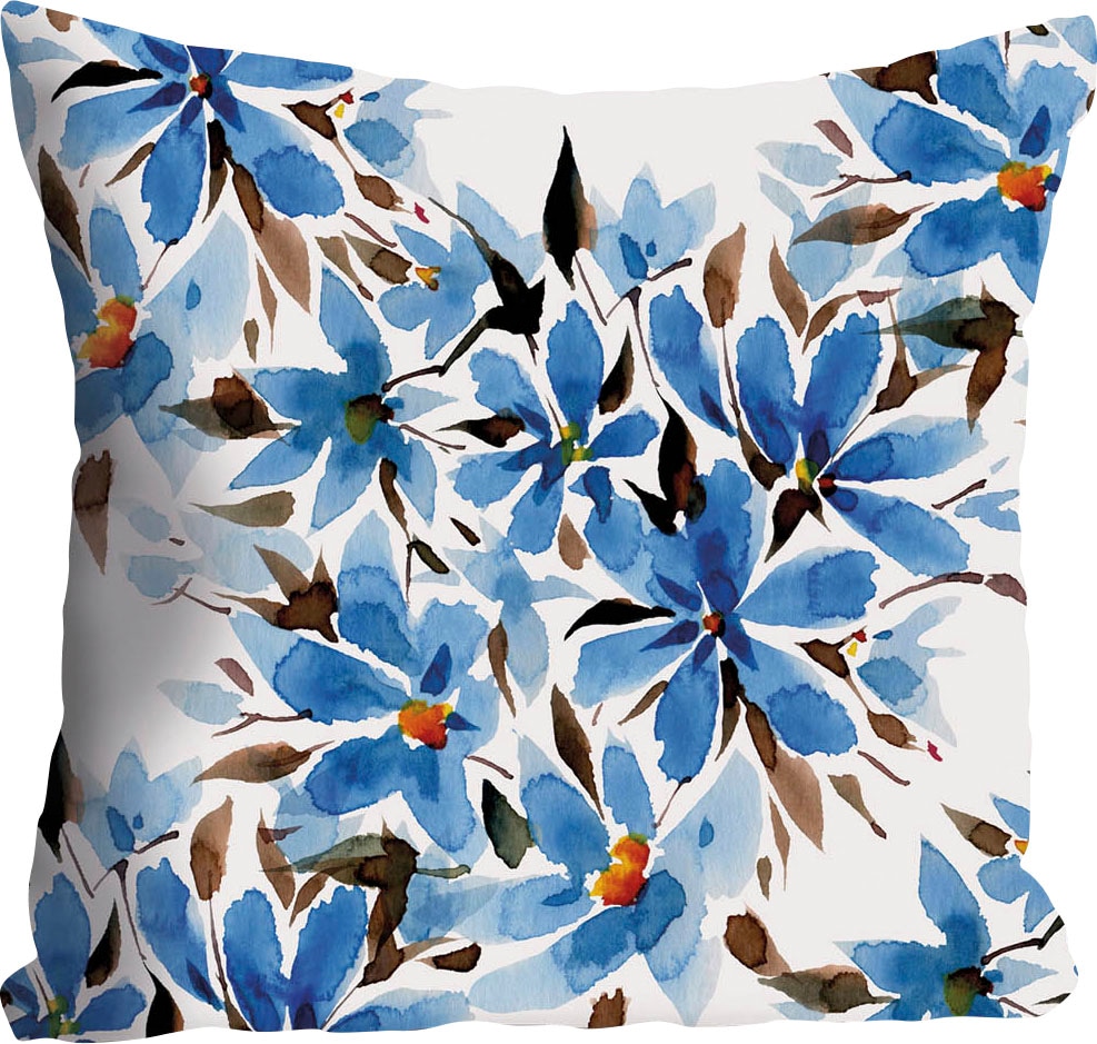 queence Dekokissen »Julian«, Kissenhülle,Blumen,Blau,Weiß,Floral,Elegant,Frisch,Natur,Dekokissen