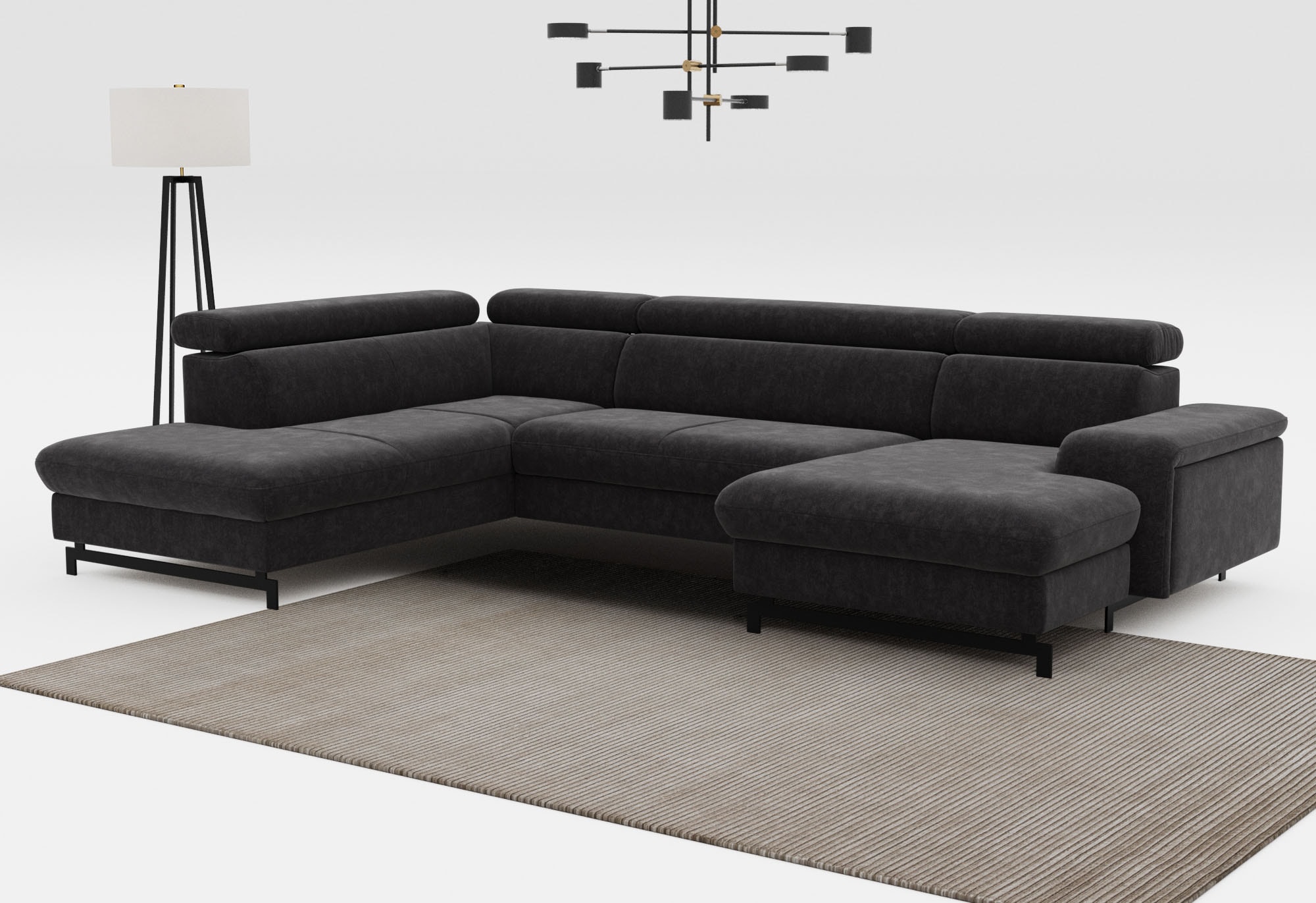 COTTA Wohnlandschaft "Emma U-Form, B: 328 cm" mit Kopfteilverstellung, optional Schlaffunktion & Bettkasten