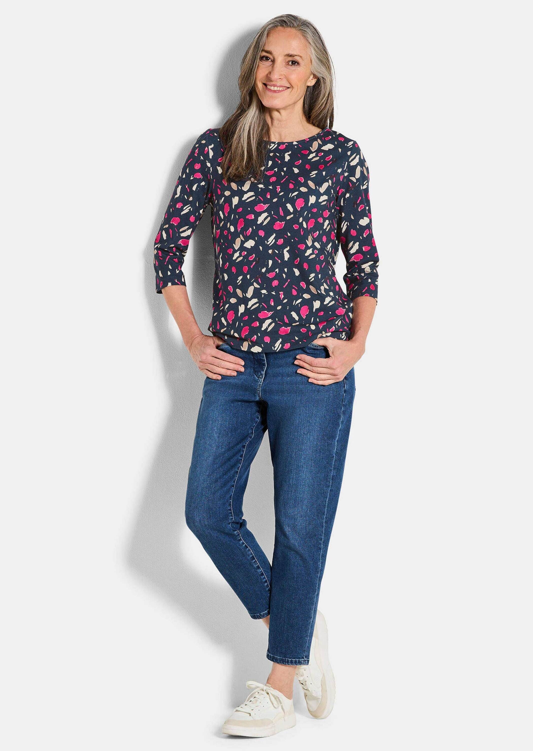GOLDNER Kurzarmshirt »Florales Jerseyshirt mit Paisley-Muster«