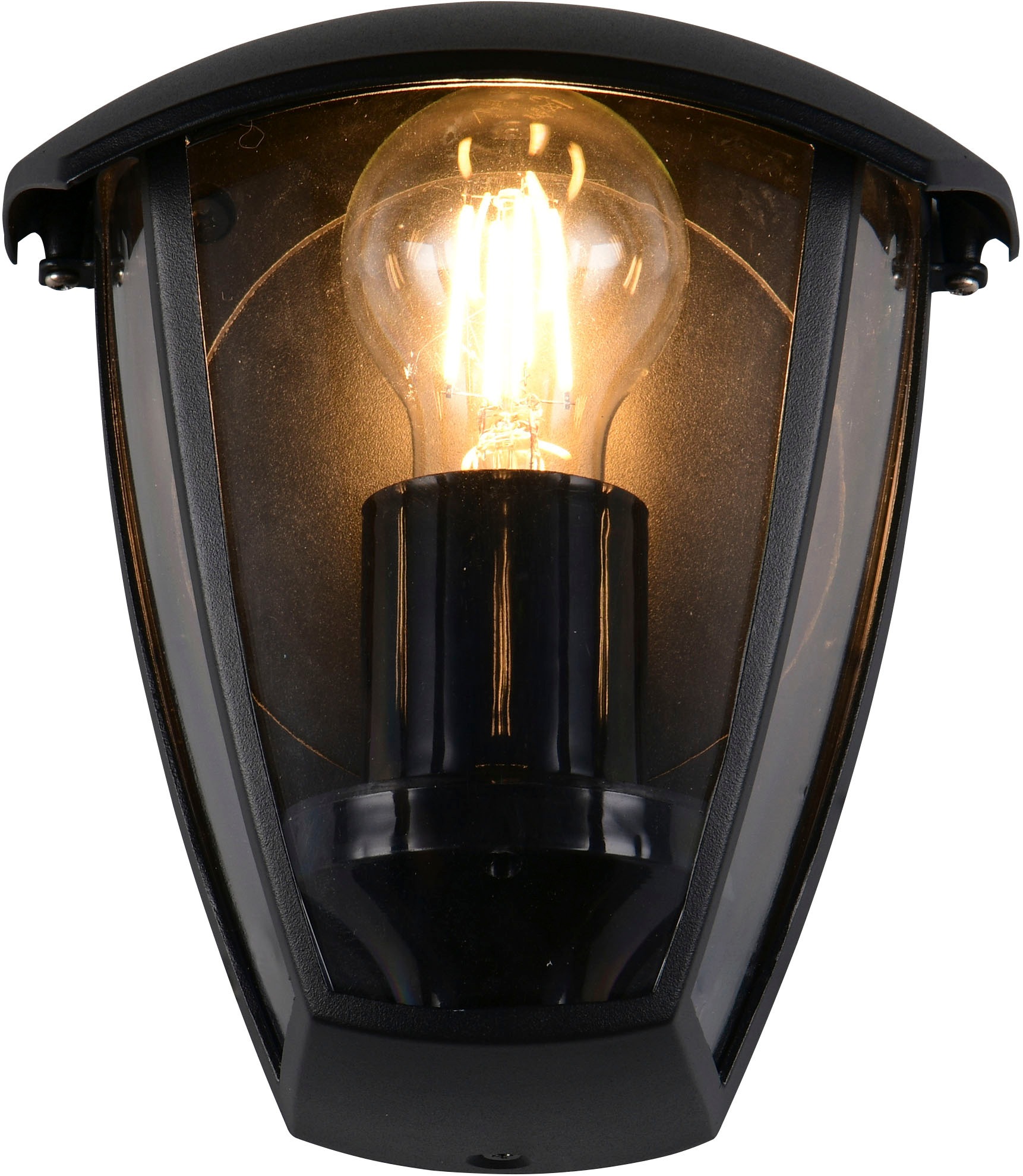 TRIO Leuchten Außen-Wandleuchte »VENTA, Outdoor Hauswand Fassadenbeleuchtung, exkl 1x E27 max 10W, IP44«, 1 flammig, Leuchtmittel E27 | Leuchtmittel wechselbar, Wandlampe Garten Terrasse, Aluminium mit Kunststoff Schirm transparent
