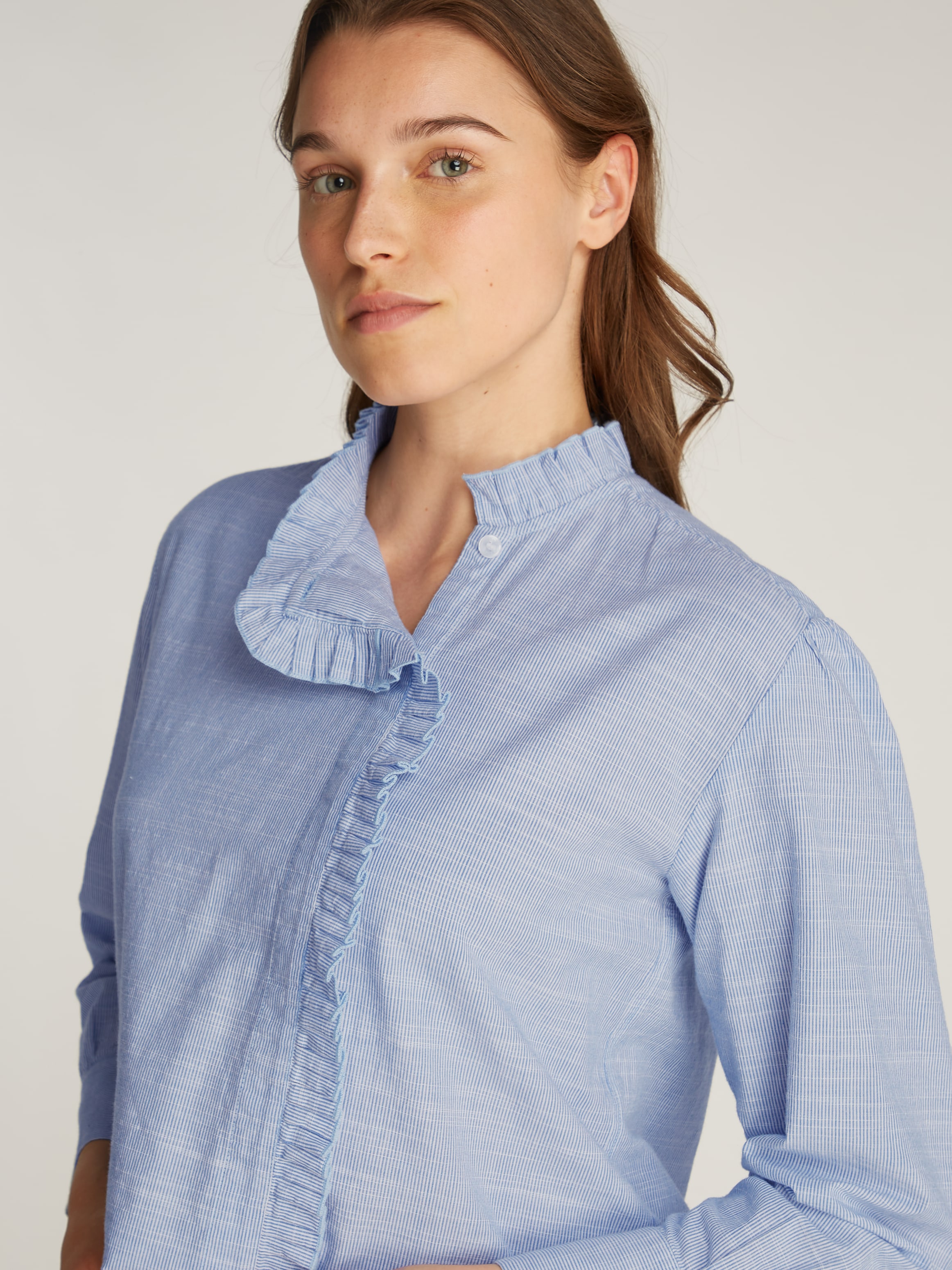 Tommy Hilfiger Hemdbluse »COTTON STP RUFFLE RELAXED SHIRT«, mit Rüschen-Besätze