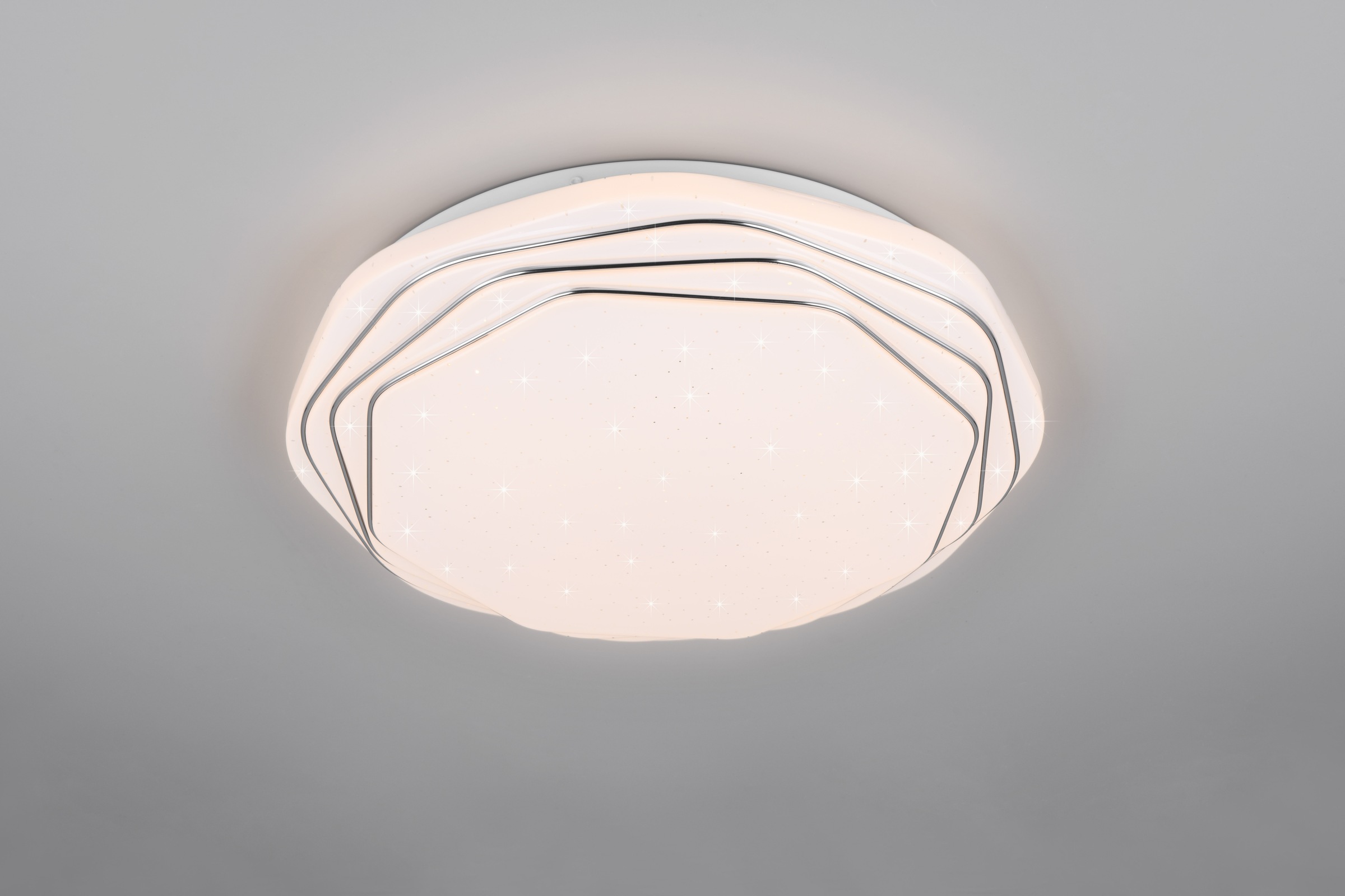 REALITY Leuchten LED Deckenleuchte »DIZZY, LED Deckenlampe mit Fernbedienung und Starlight Cover, Ø 38cm« LED-Board 1 Stk. Farbwechsler | warmweiß - kaltweiß CCT 2700-6500K warmweiß - kaltweiß, dimmbar LED 22W 2600 Lumen