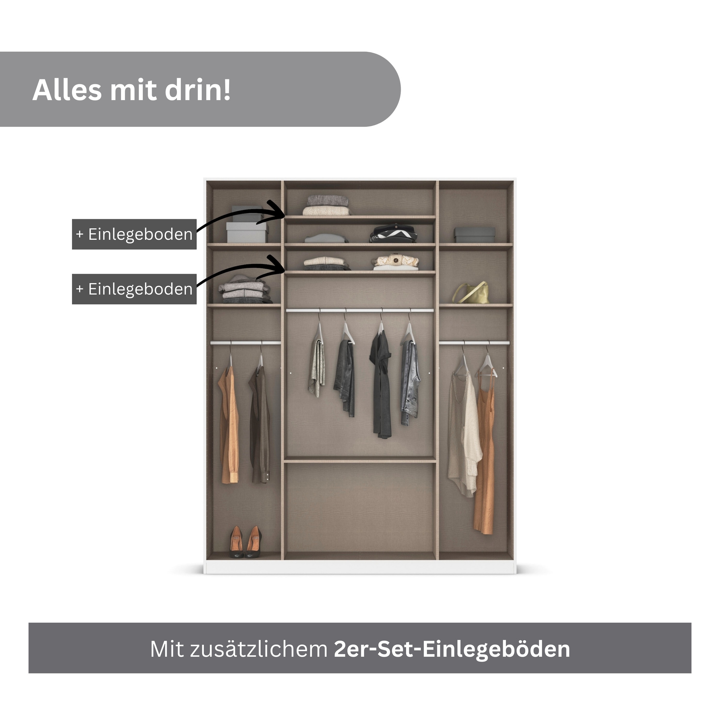 rauch Drehtürenschrank »Kleiderschrank Kleiderschränke Schrank Garderobe AGORDO mit Glasfront«, mit Außenschubkästen, in 6 Breiten und 2 Höhen MADE IN GERMANY