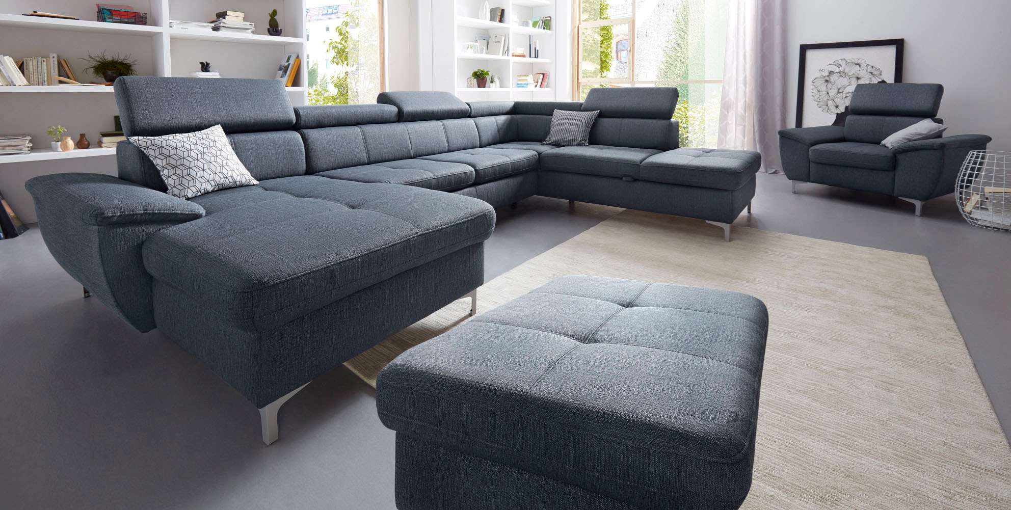 exxpo - sofa fashion Sessel »Azzano, Loungesessel, bequem,«, mit toller Kopfteilverstellung für noch mehr Sitzkomfort